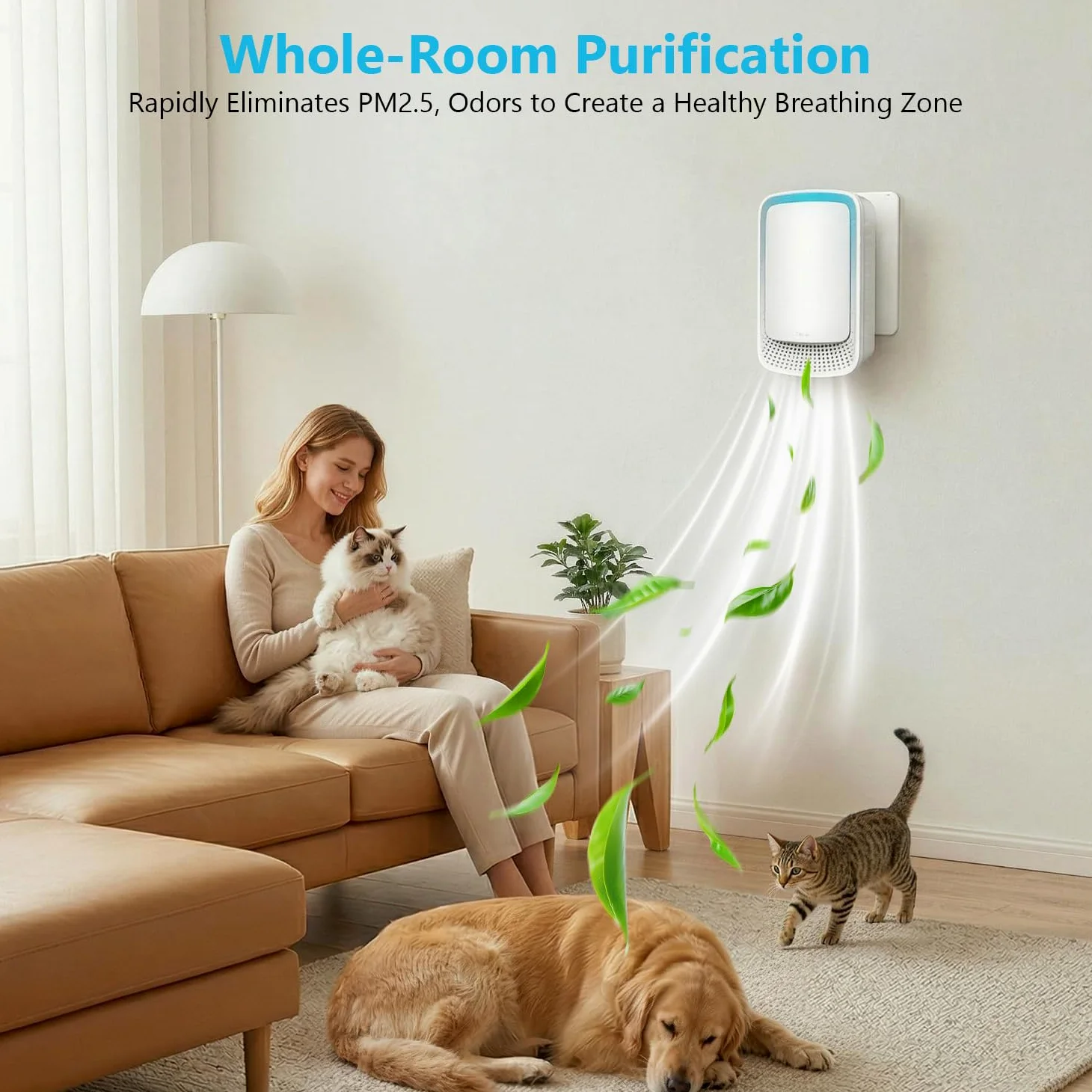 Jostart Ionisateur Purificateur d'air chambre à coucher, Lot de 3 Purificateurs D'air à ions Négatifs à Brancher pour Appartements Salles Fumeurs Toilettes pour Animaux Domestiques Bureaux