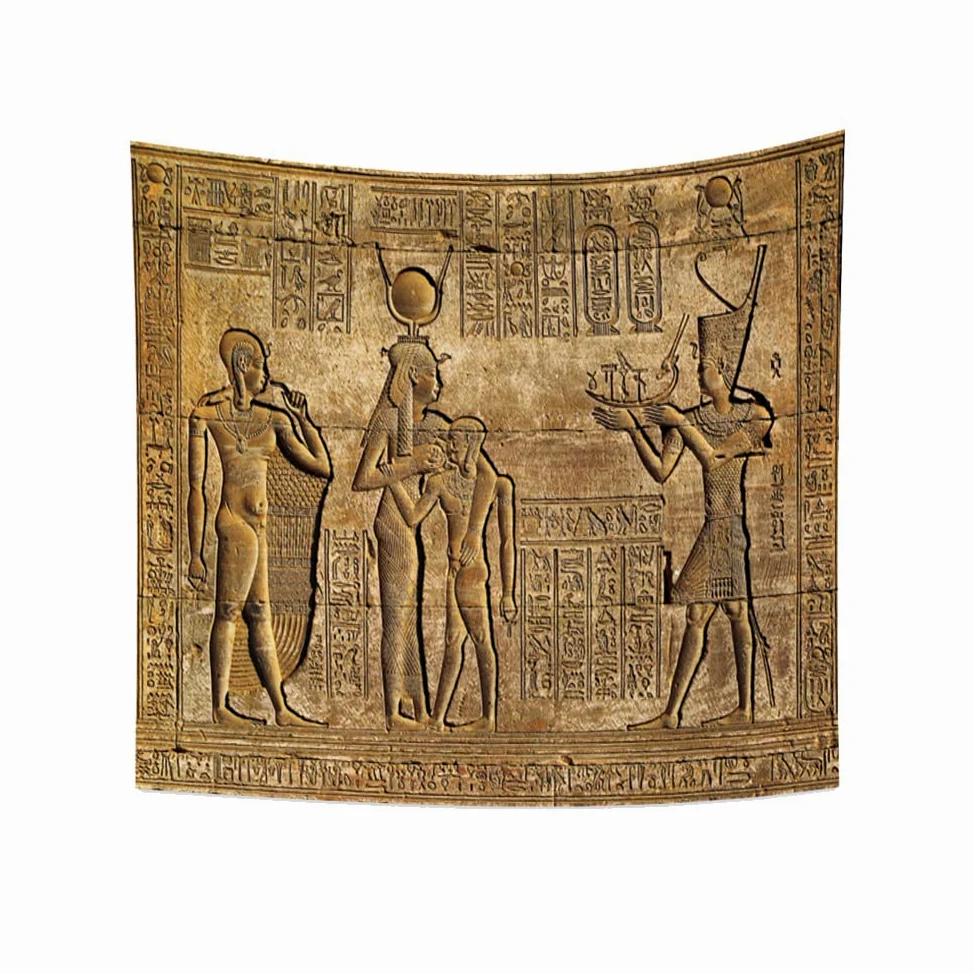 YONGFOTO 220x190cm L'Egypte ancienne Tapisserie, Sculptures hiéroglyphiques Tapisseries Motif Pharaons Egyptiens Gravure Pharaons Egyptiens Tapisserie pour salon dortoir décor tapis