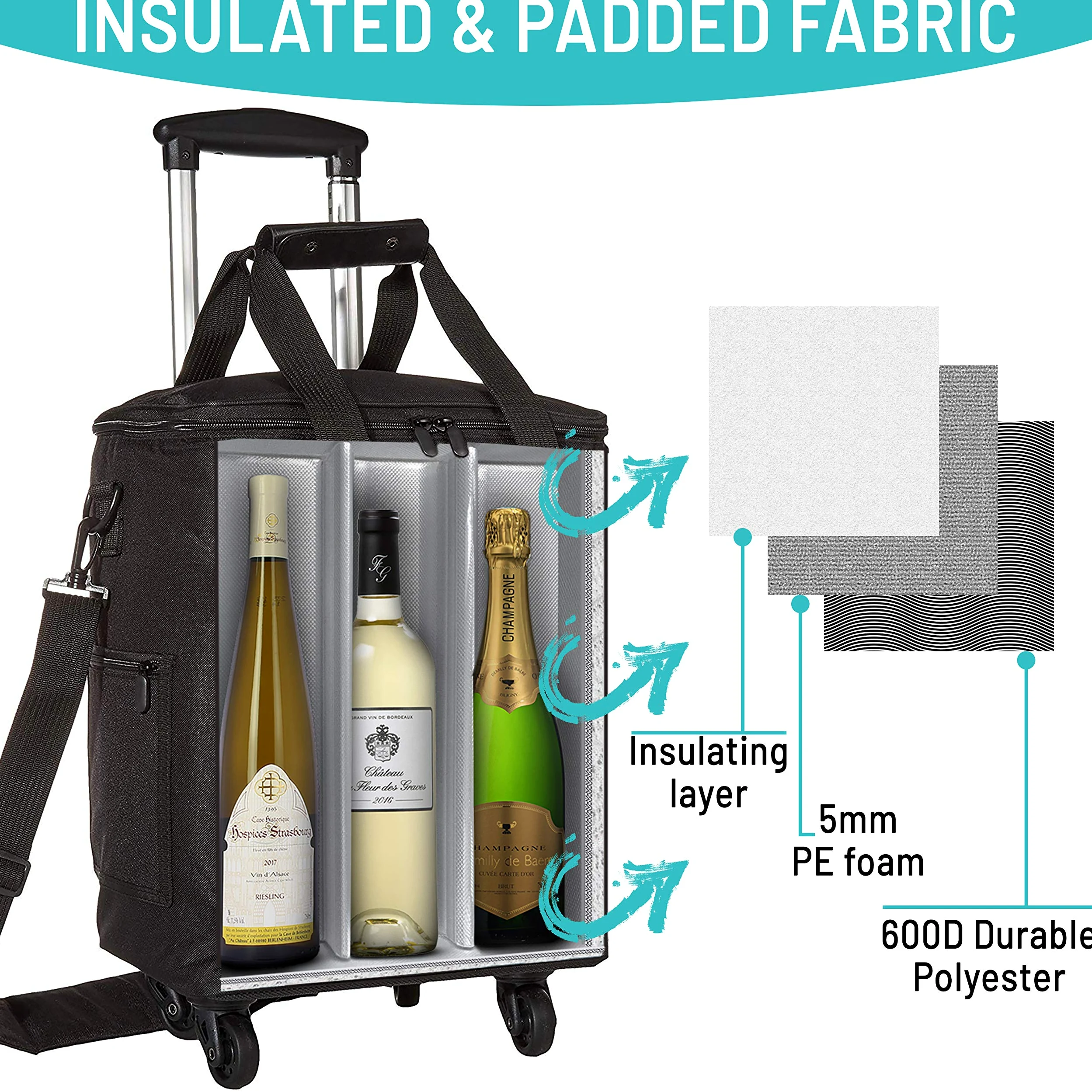 Sac Isotherme Bouteille Vin - Sac de Voyage pour Bouteilles de Vin - Porte Bouteille Vin pour Professionnel et Amateur
