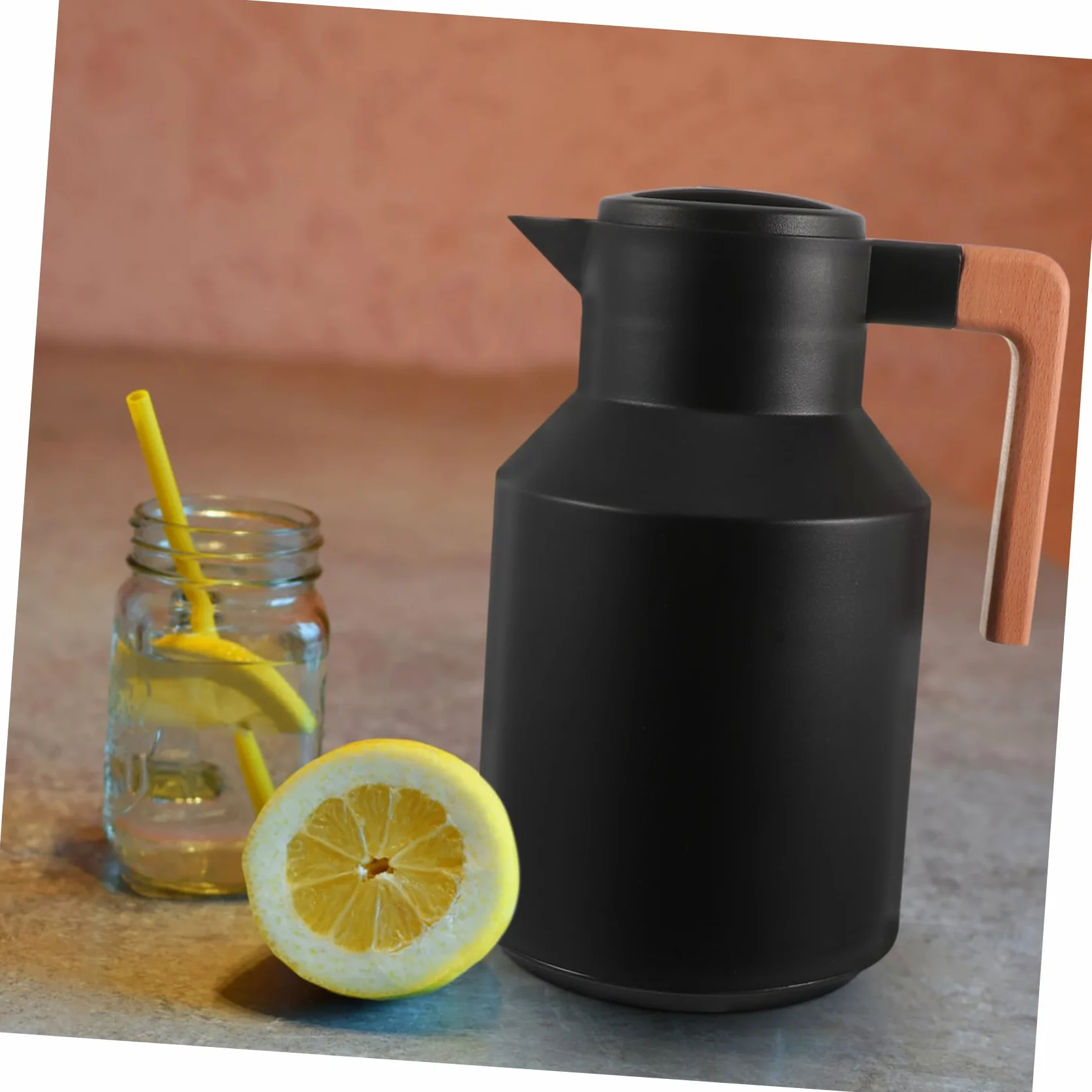 Bouilloire Thermique Domestique Bouteille à Double Paroi Chauffante Portable 1l Noir