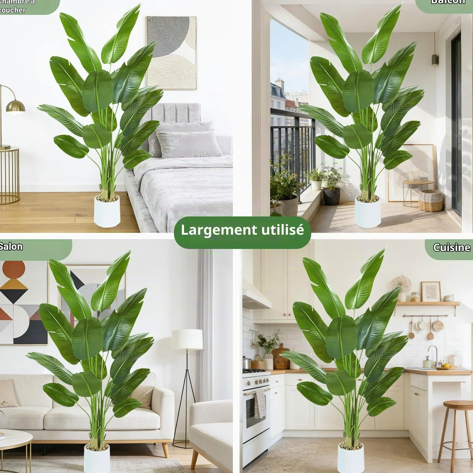 Plante Artificielle Oiseau de Paradis 210cm - Grande Plantes Bananier Artificielle Interieur avec Pot Blanc, Fausses Arbre Artificiel Parfaites pour Décoration d'Intérieur de Bureau ou Salon ou Maison
