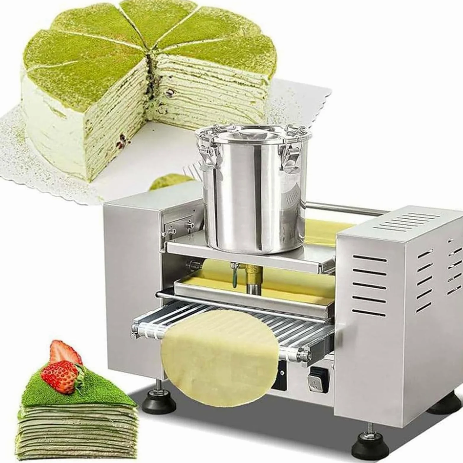 Machine à crêpes Automatique Professionnelle, contrôle Intelligent de la température, Chauffage Uniforme, Vitesse de Cuisson réglable, rendement : 100 à 300 crêpes/Heure 8in