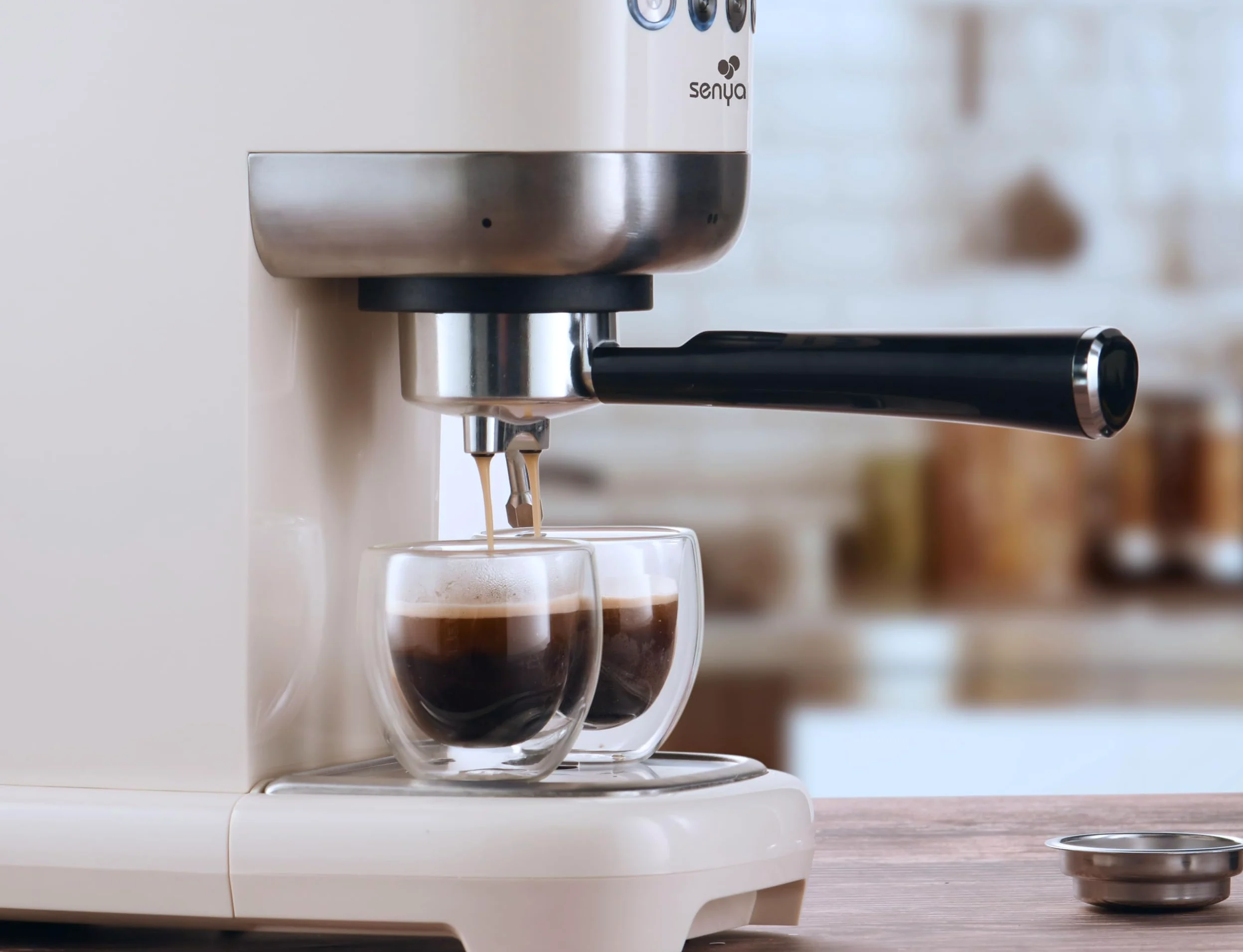Senya Tasty Coffee Machine expresso 20 bars – Cafetière expresso manuelle 1350W avec mousseur de lait, technologie thermoblock, 1 ou 2 tasses, cappuccino & latte – Réservoir 1,1 L