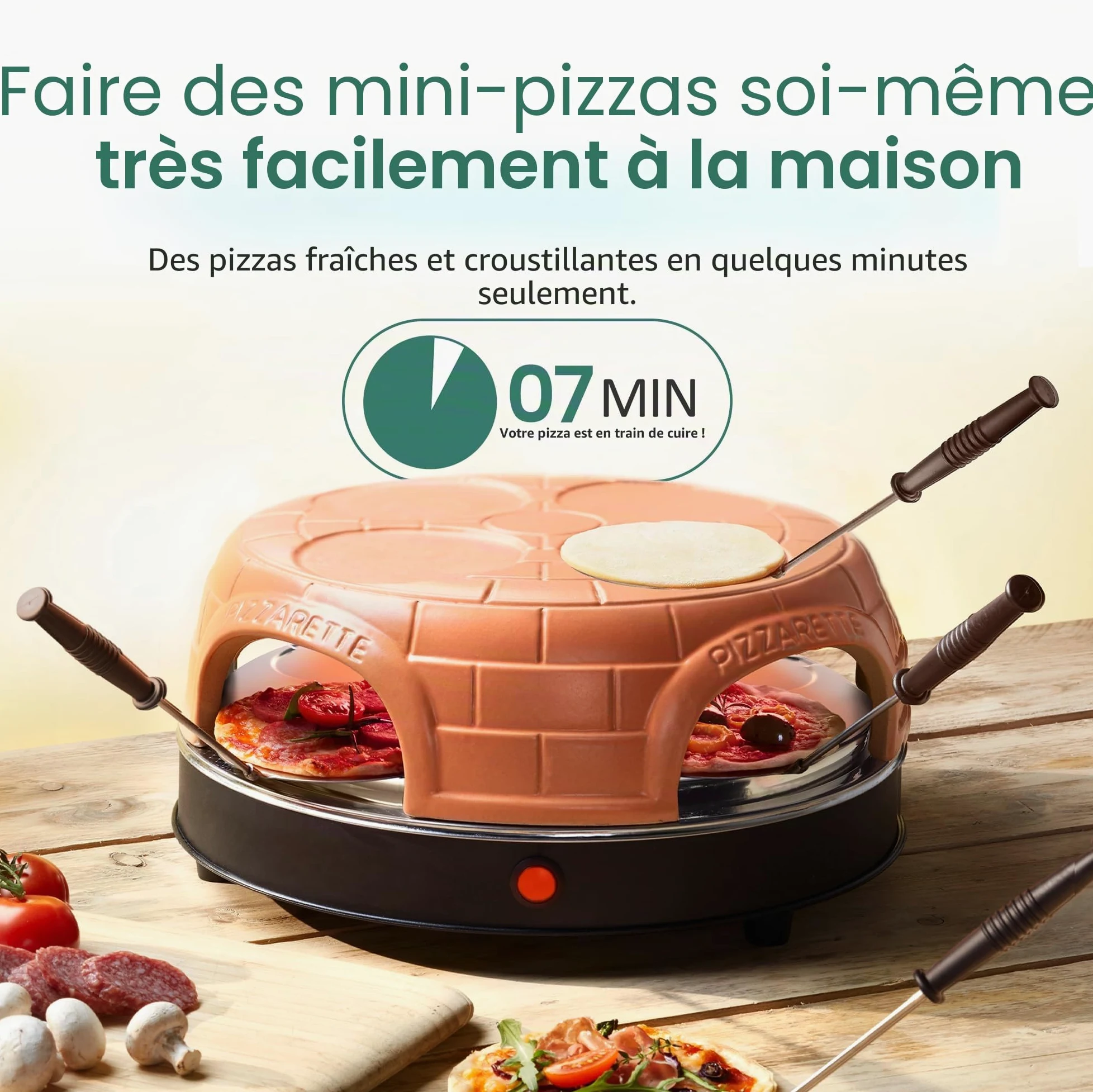 Emerio PO-115847.1 Four à pizza Terre cuite, noir