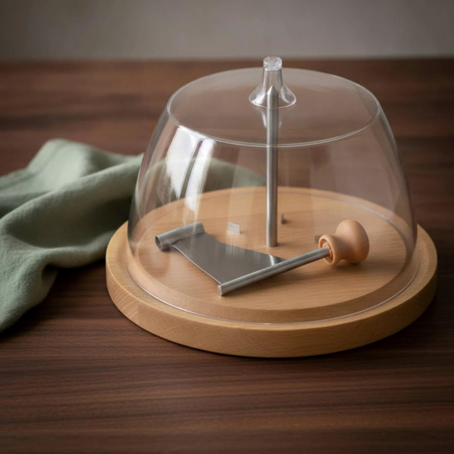 Plateau à Fromage avec Cloche Transparent Coupe-Fromage avec Poignée Creuse Multifonctionnel Coupe-Chocolat pour Amuse-Gueule