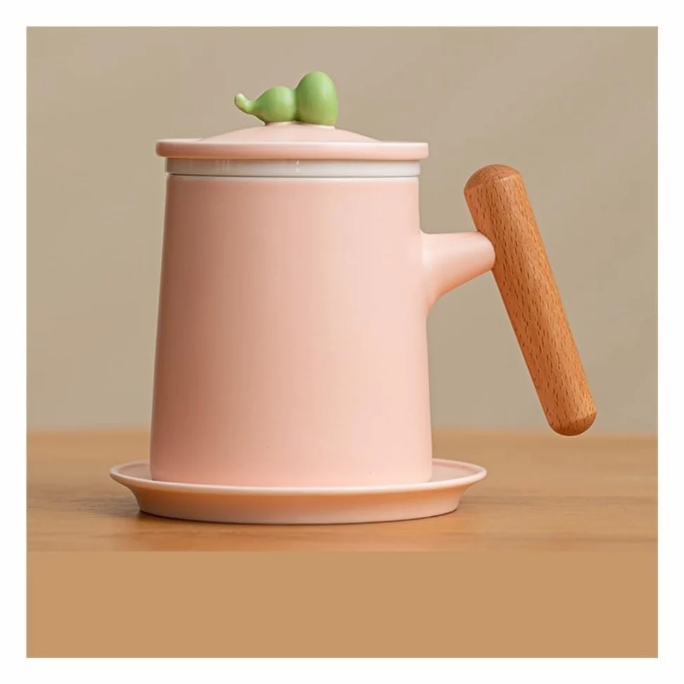 Tasse à thé Tasse à thé simple en céramique avec filtre et couvercle for la maison et le bureau Récipient de trempage(A)