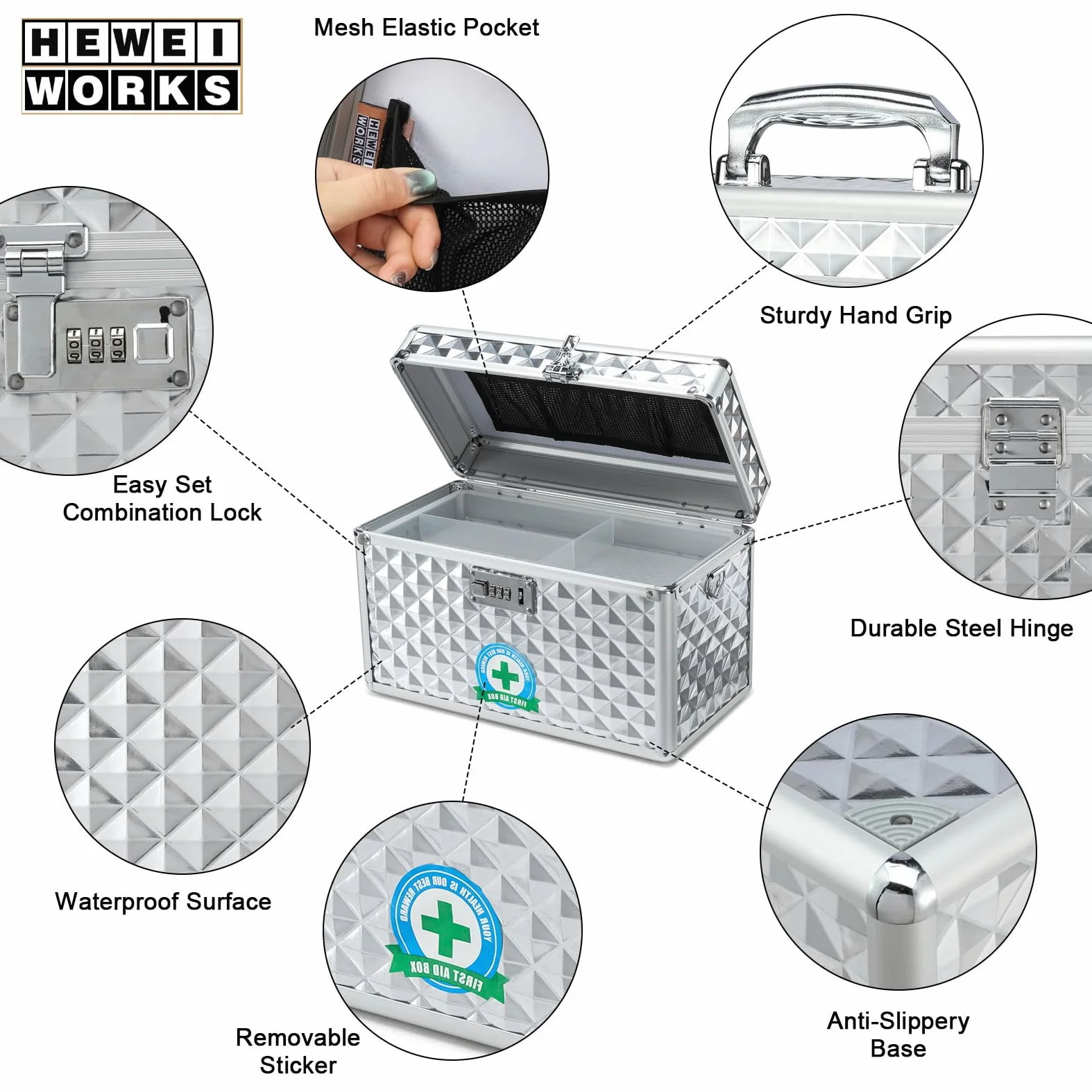 Boîte à médicaments avec combinaison – Boîte de rangement verrouillable pour médicaments – Boîte de rangement de sécurité – Organisateur médical – Boîte de verrouillage multifonction pour