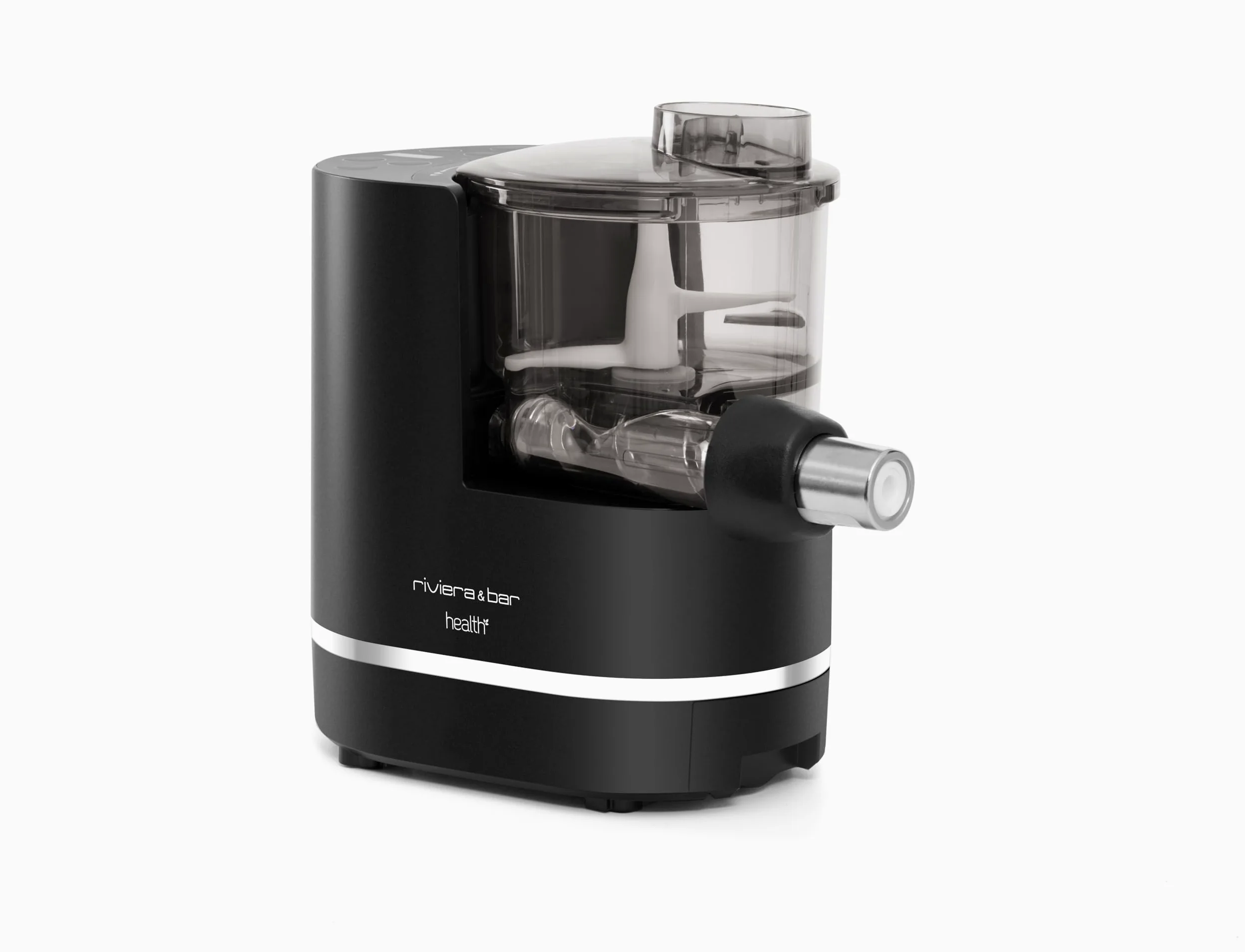 riviera&bar Machine à Pâtes - Balance Intégrée, 220W, 2 Programmes Automatique/Semi-Automatique - 8 Types de Pâtes, Programme Sans Gluten - Sécurité Avancée, Nettoyage Facile - Noir