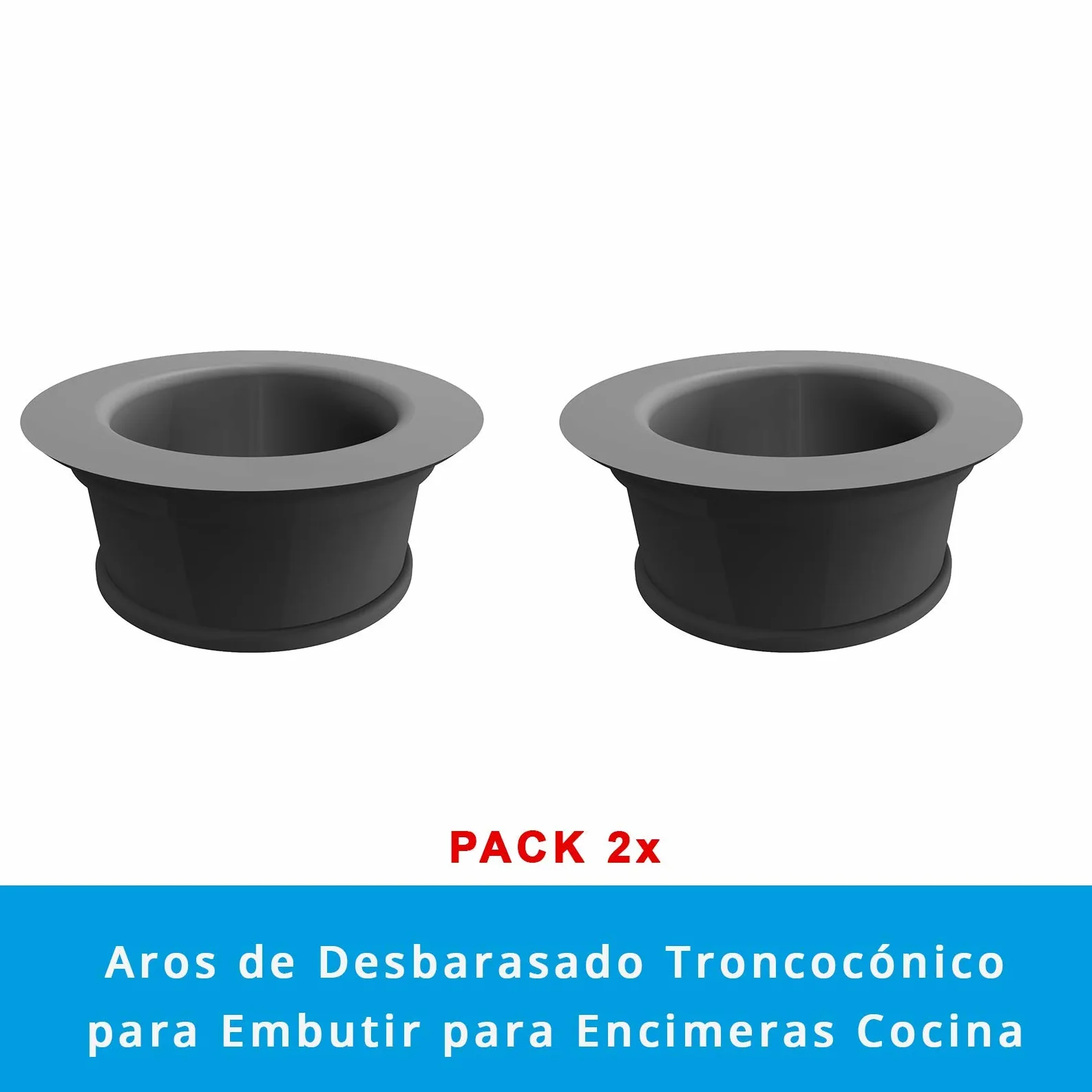 Set de 2 Joints Troncoconiques pour Poubelle Cousines, Faites en Gomme de Caoutchouc noire a Basse intensité. | idéal per Cousines Industrielles.