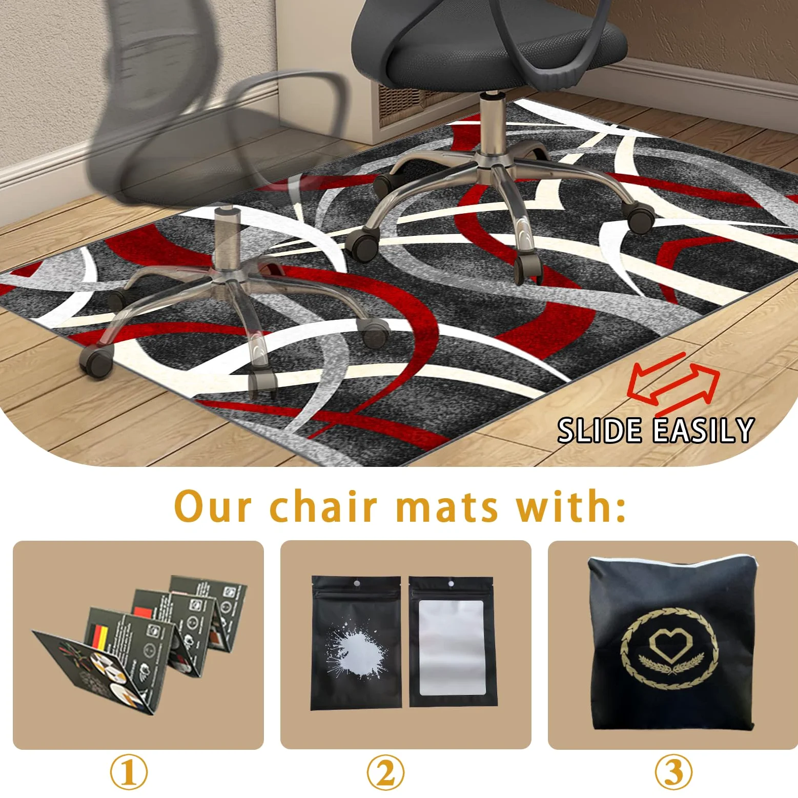 Tapis de chaise de bureau haut de gamme pour tapis à poils courts pour ordinateur de bureau, chaise de jeu avec surface facile à glisser, 90 x 140 cm, protection de sol pour bureau à domicile