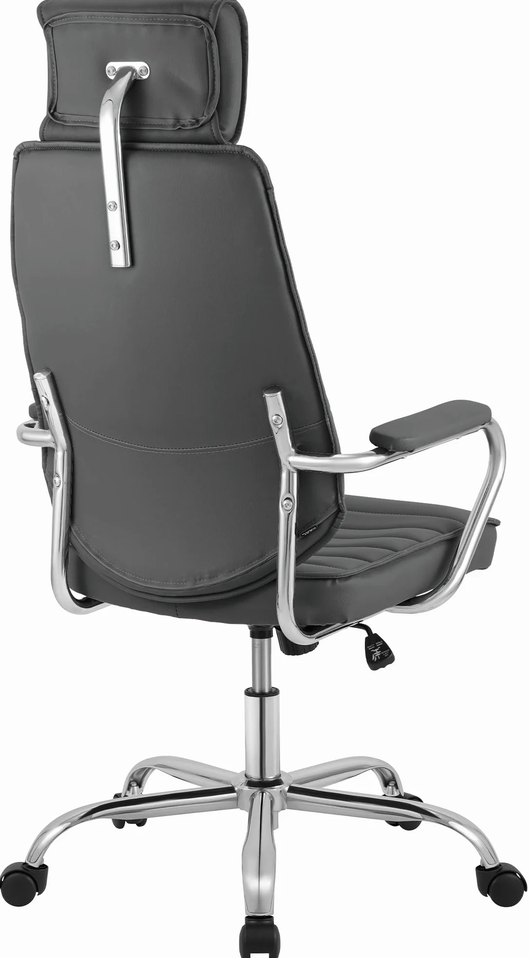 CLP Chaise de Bureau Ergonomique Rako, Réglable en Hauteur, Pivotante en Cuir Synthétique, Dossier avec Appui-tête, Accoudoirs Rembourrés, Couleur:Gris