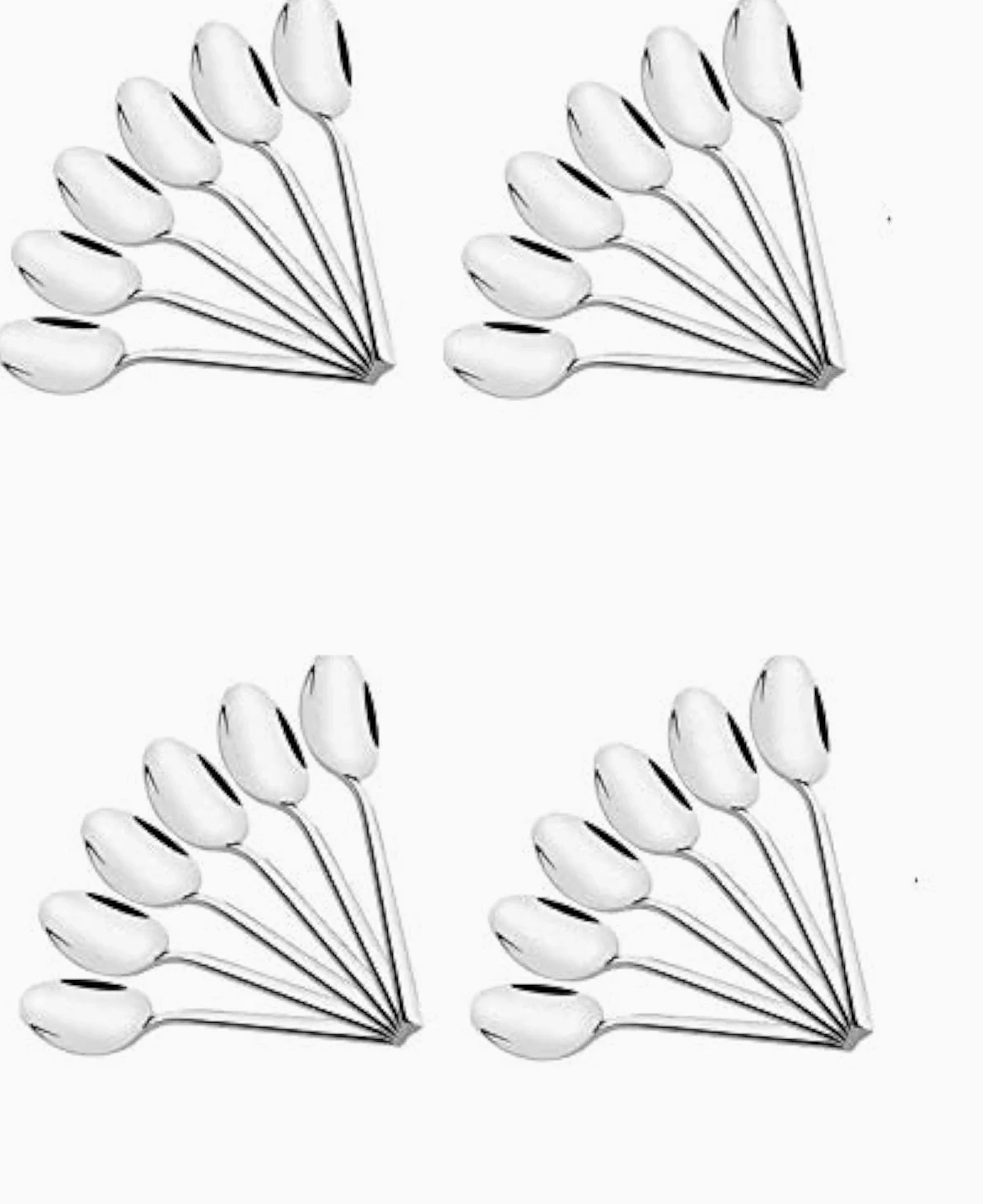 Lot de 24 cuillères de table en acier inoxydable de taille moyenne de 166 mm de long Argenté