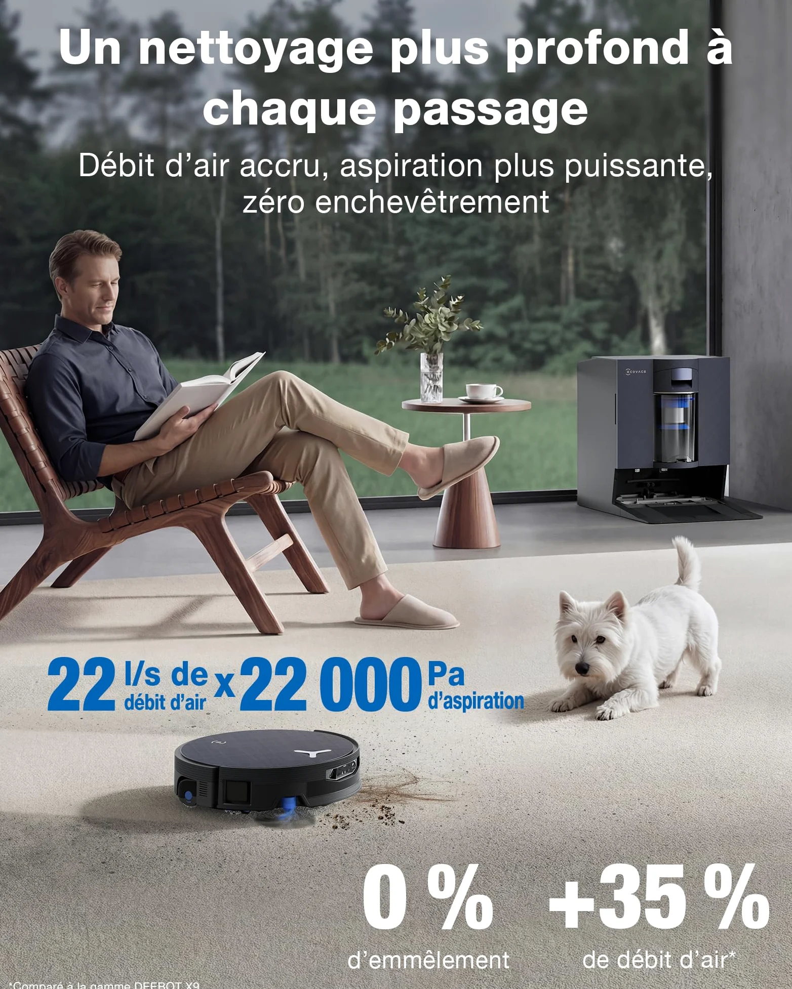 ECOVACS X12 OmniCyclone Care Complete Aspirateur Robot, Blast, 22000 Pa, pré-Dissolution des Taches FocusJet, PowerBoost, OZMO Roller 3.0, Rouleau Extensible, vidage Automatique PureCyclone 2.0
