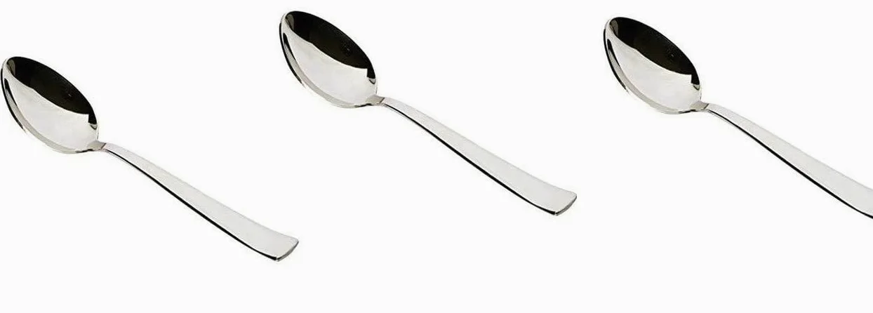 Lot de 24 cuillères de table en acier inoxydable de taille moyenne de 166 mm de long Argenté
