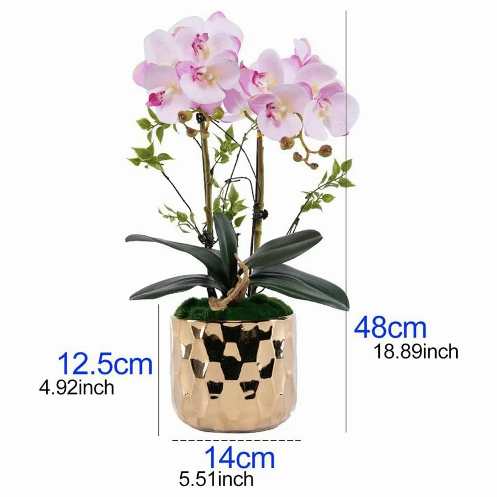 Orchidées Fleurs Artificielles Orchidées Fleurs Artificielles Phalaenopsis avec Pot Garder Les Pétales Pleins et Doux Les Fleurs Artificielles Restent Fraîches Belle Apparence Naturelle