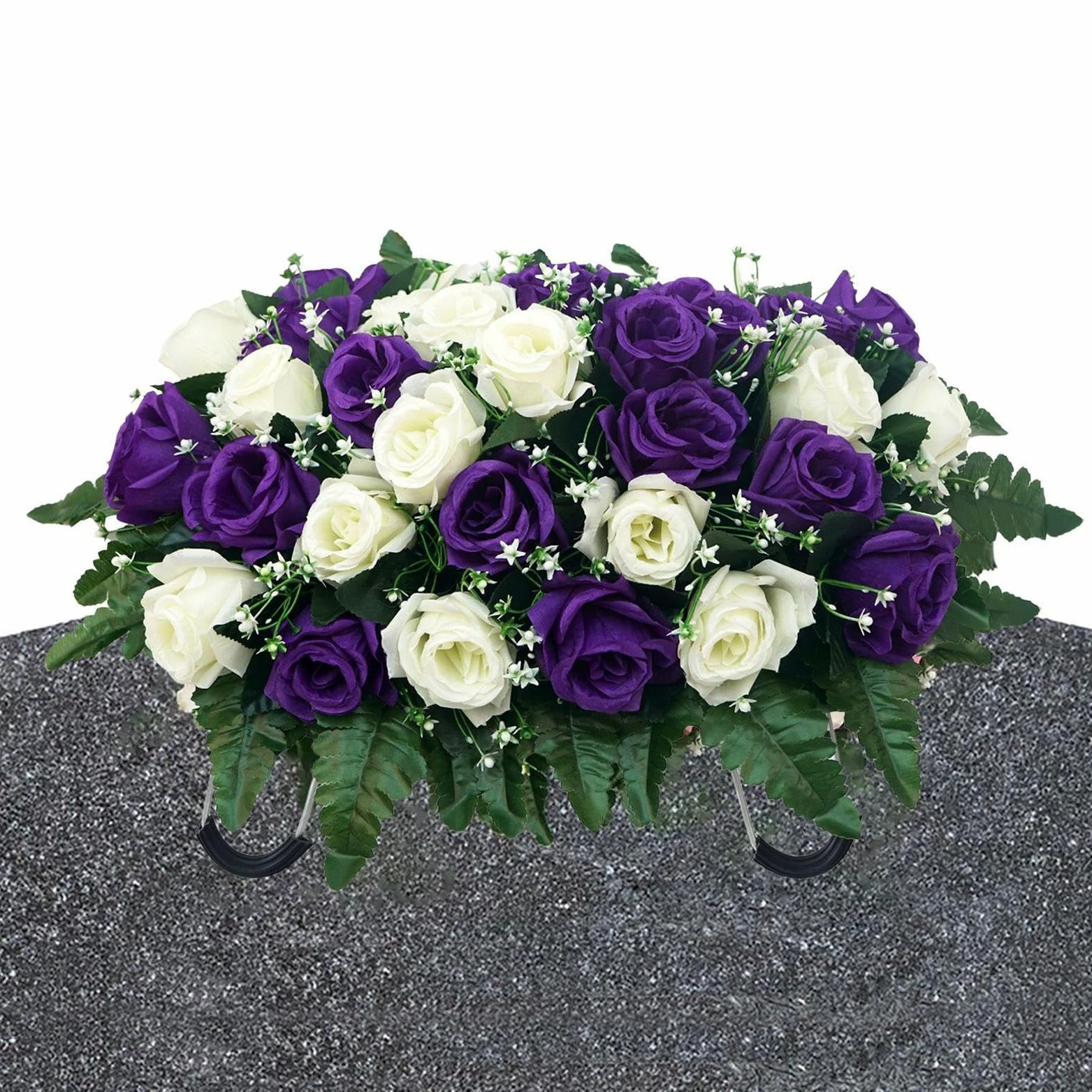 Coussin Funéraire pour Cimetière Fleurs Artificielles pour Extérieur, | Composition Florale pour Tombe Pour Fête des Mères, Fête des Pères,