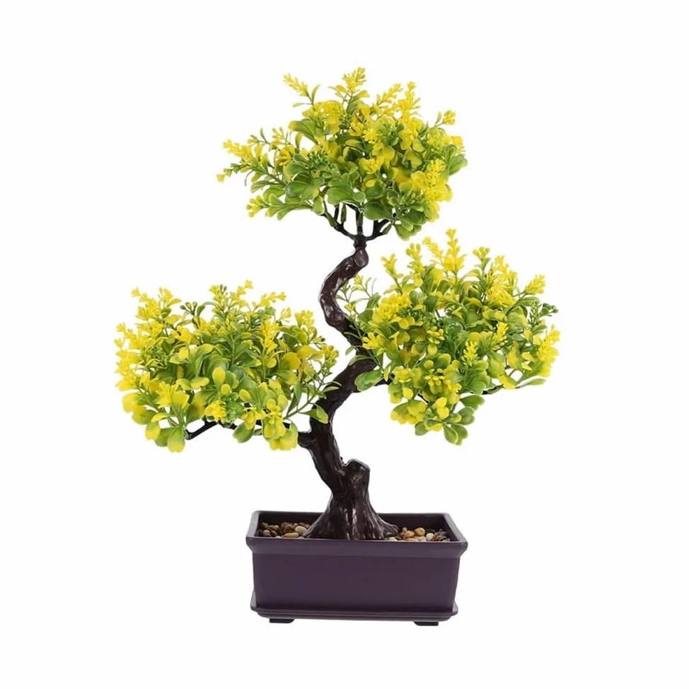 Bonsaï Artificiel Plantes artificielles en Pot, bonsaï Artificiel, Fausses Plantes, Simulation d'arbre, décoration de Table de Jardin d'invités Décoration de bonsaï(Yellow)