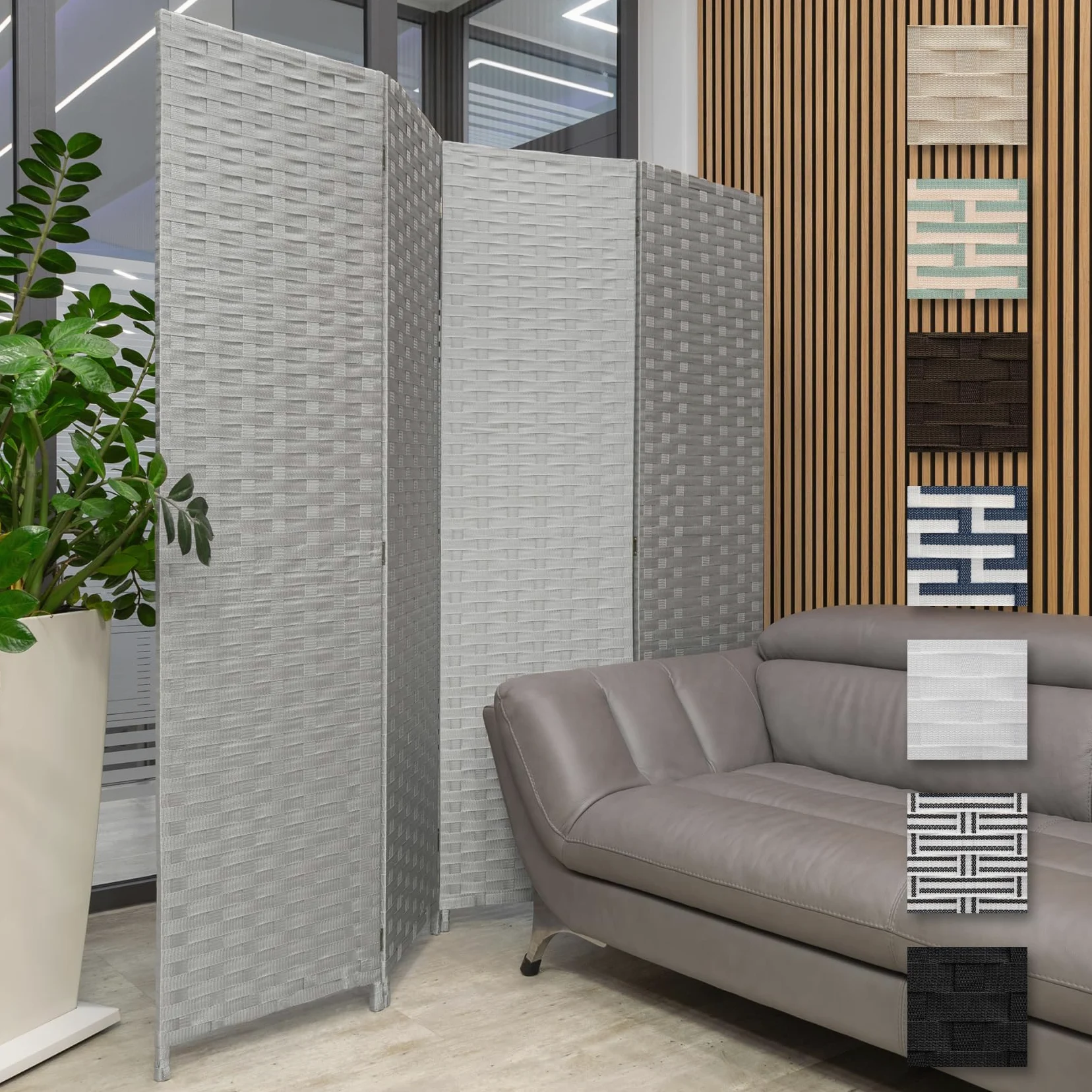 HEXIM Séparateur d'Espace 180x180 cm - Paravent pliable 4 pans - Écran de confidentialité pour terrasse et jardin, autonome (LR188-gris)