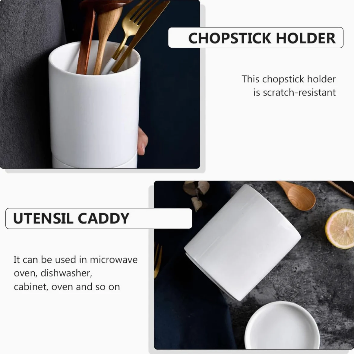 Porte-ustensiles Multipurpose Égouttoir Blanc en Céramique Cuisine Organisateur Pratique pour Baguettes pour Comptoir Cuisine