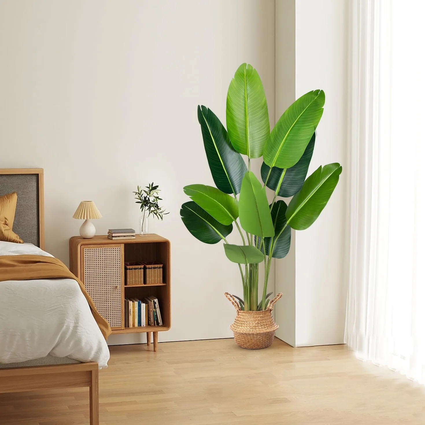 Plante Artificiel Oiseau de Paradis 160 cm, Palmier Tropical Artificiel avec 10 Feuilles, Plantes Artificielles en Pot pour Décoration Intérieur Extérieur, Salon, Bureau, Jardin, Cadeau