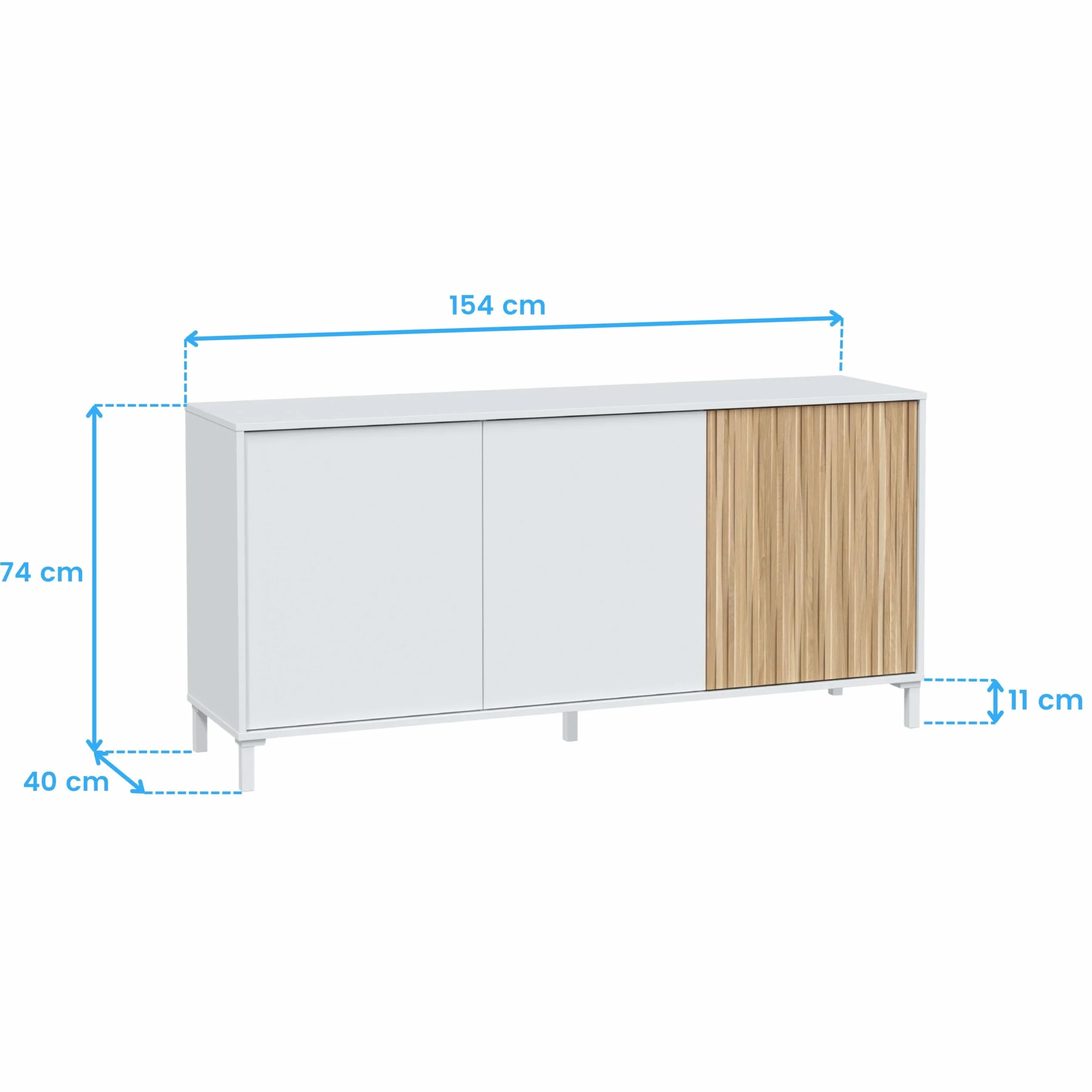 Habitdesign Modèle Ethna Buffet pour salon « Artik » et naturel Style moderne 154 x 74 x 40 cm