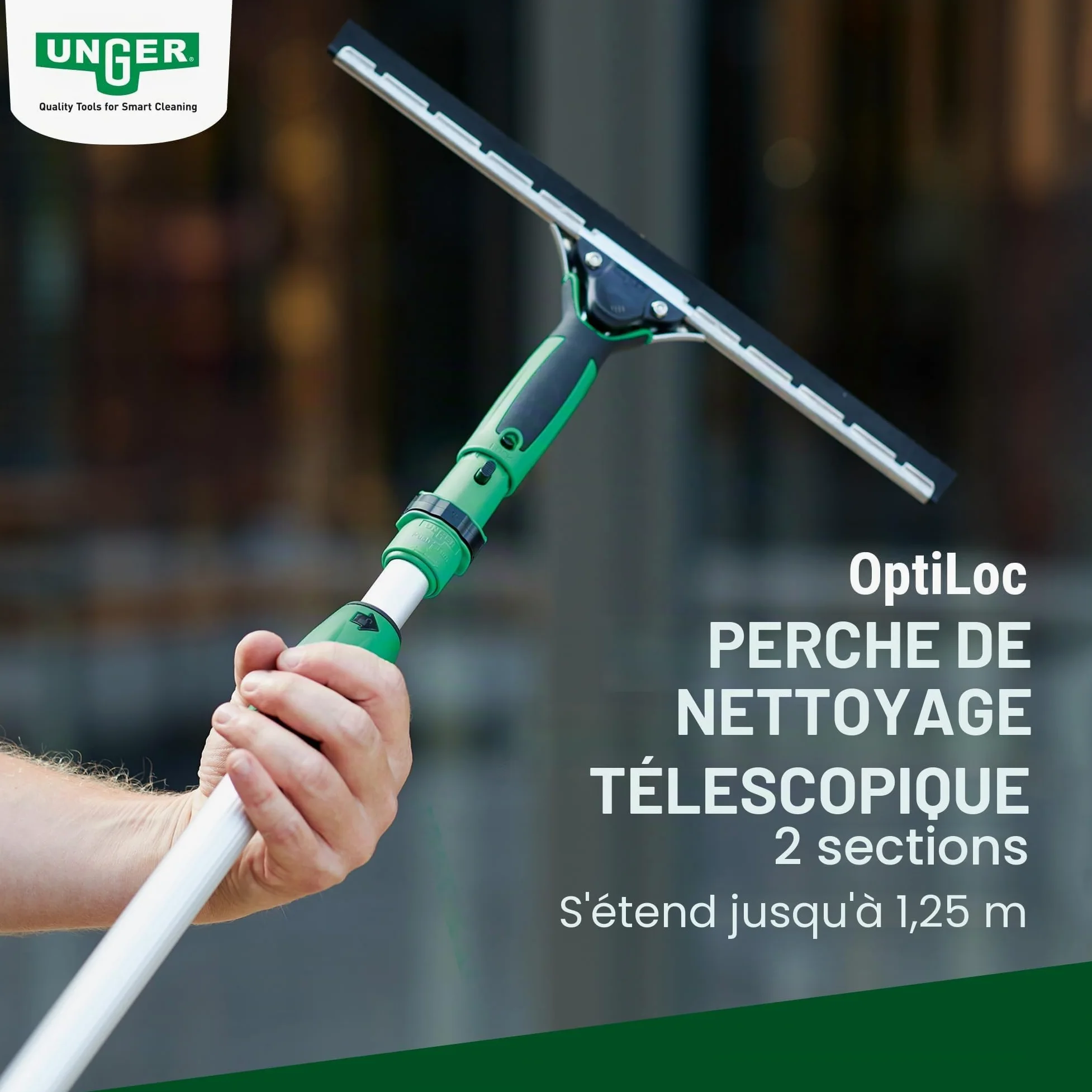 Unger Optiloc Barre télescopique en 2 Parties - 1,25 m