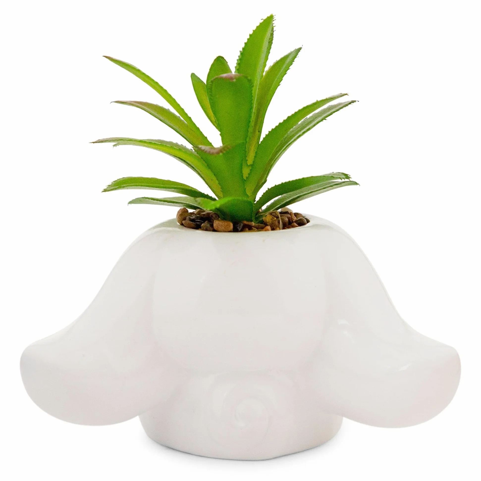 Sanrio Cinnamoroll Mini pot de fleurs sculpté en céramique avec plantes succulentes artificielles | Joli pot de fleurs, fausses plantes d'intérieur