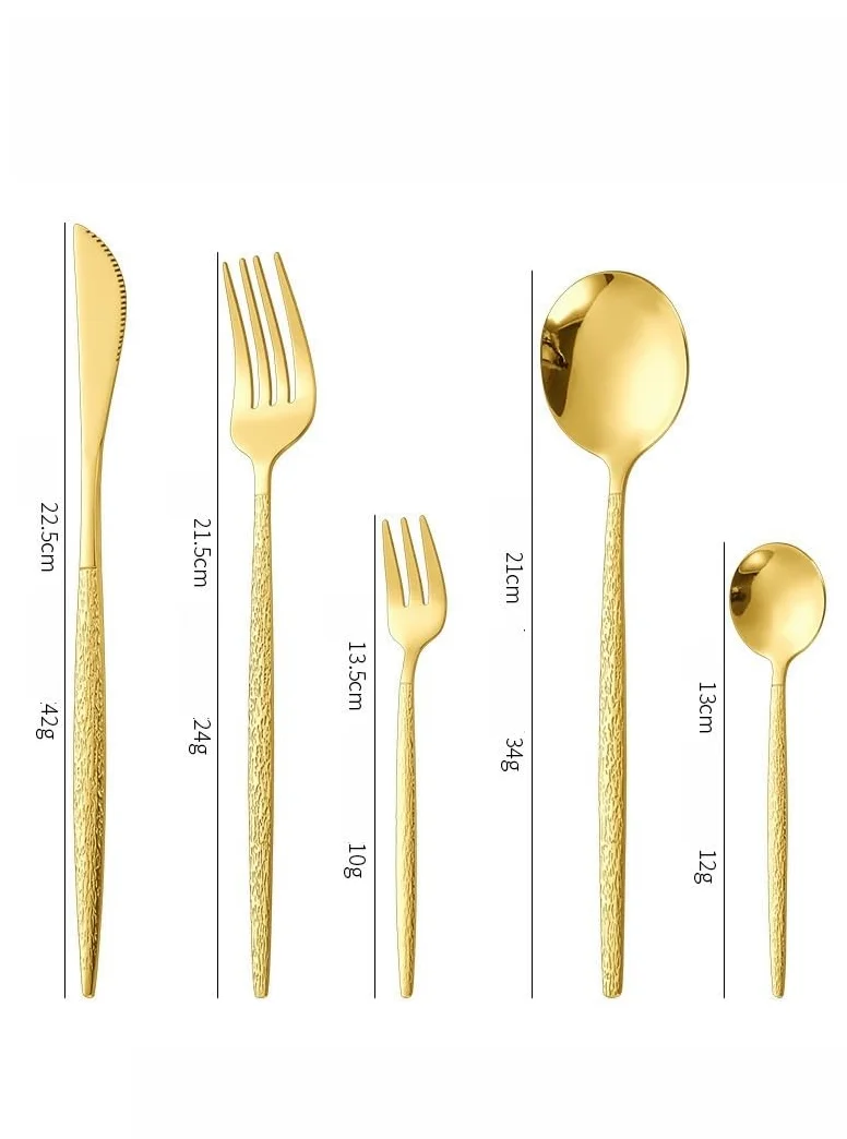 Ce Service de Couverts, composé de 5, 20, 30, 40, 50 ou 60 pièces, de Style Portugais, en Acier Inoxydable, Comprend des cuillères et des fourchettes martelées avec Manches en Forme d'arbre.