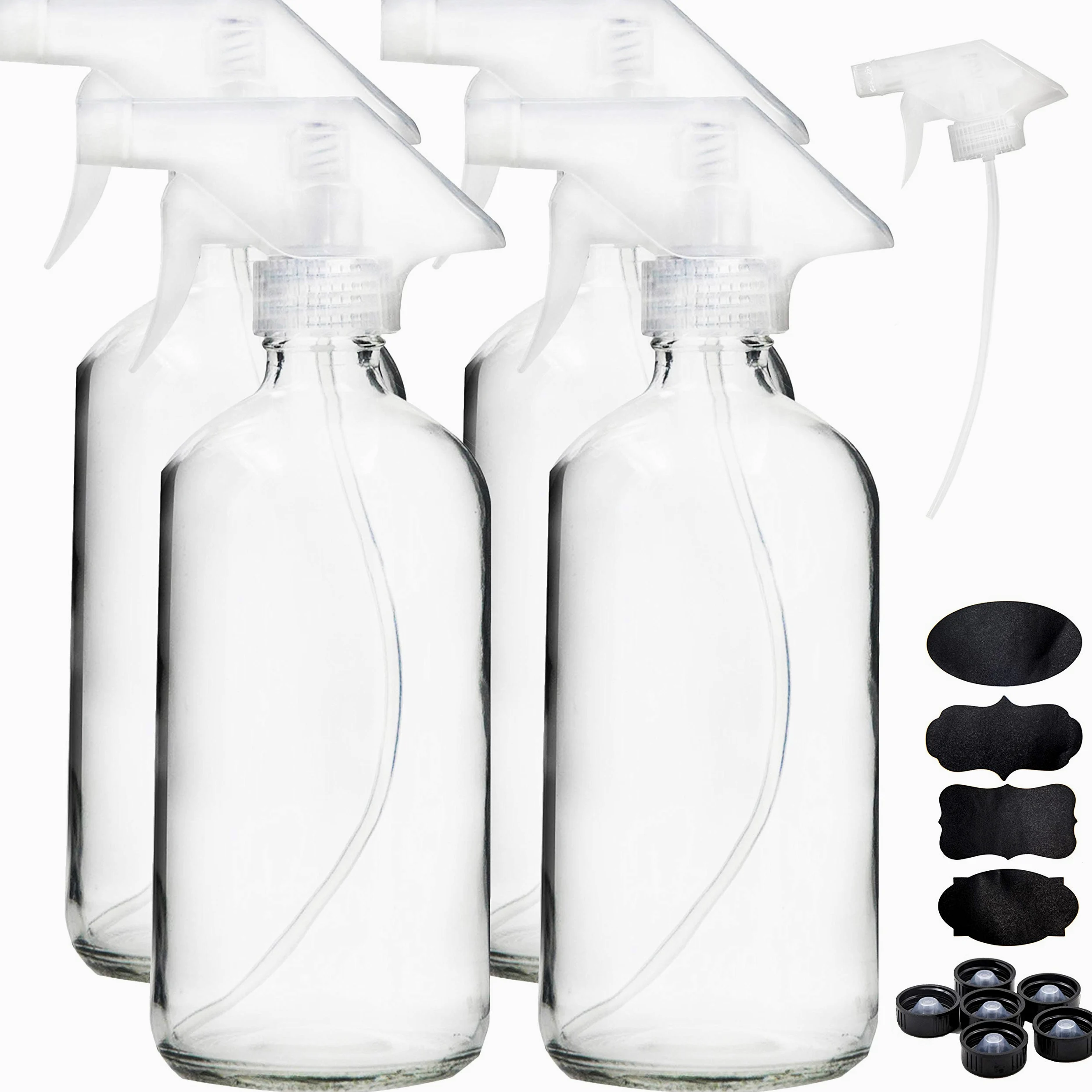 Youngever Lot de 4 Flacons Vaporisateurs Vide en Verre Transparent sans BPA, 500ML