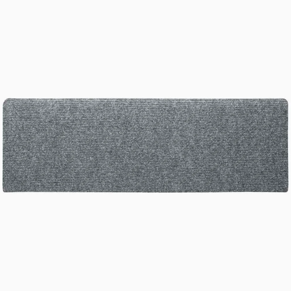 vidaXL Tapis d'escalier Autocollants 15 pièces 65 x 21 x 4 cm Gris Clair Bord rectangulaire