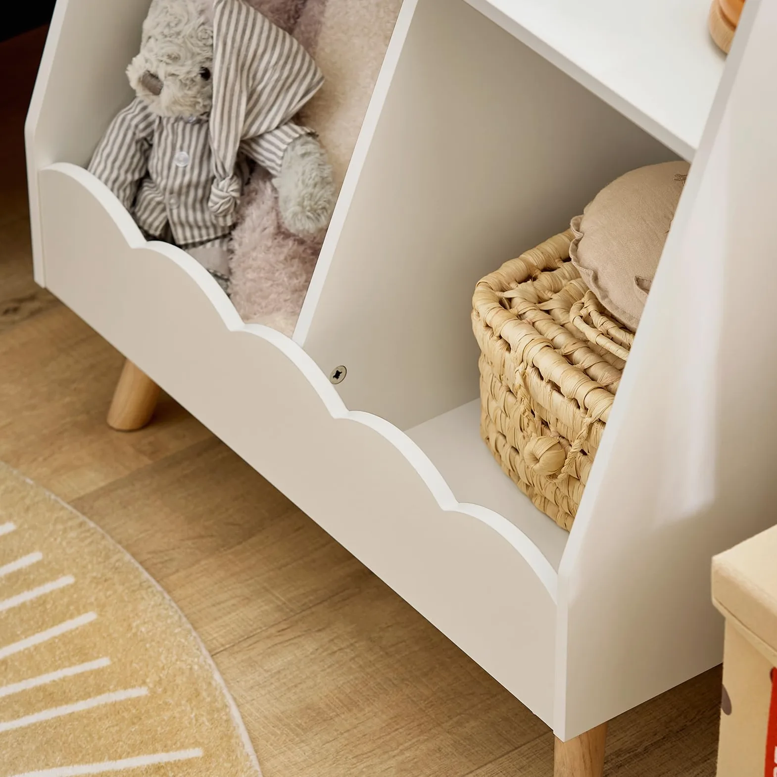 SoBuy Bibliothèque Enfant, Étagère à Livres, Étagère de Rangement Jouets pour Enfants, Meuble Rangement sur Pieds pour Chambre d’Enfant, 2 Compartiments Ouverts, Blanc, 61 x 35 x 71 cm KMB100-K-W