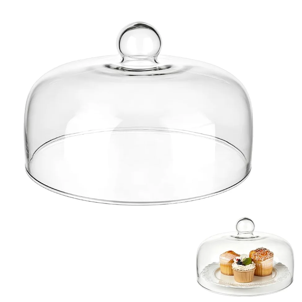 UNICRAFTALE Cloche à Gateau En Verre Rond Clair De 13.7 cm De Haut Sans Socle Pour Présentation De Mini Gateaux Desserts Fromage Dans Cuisine Mariage Fête