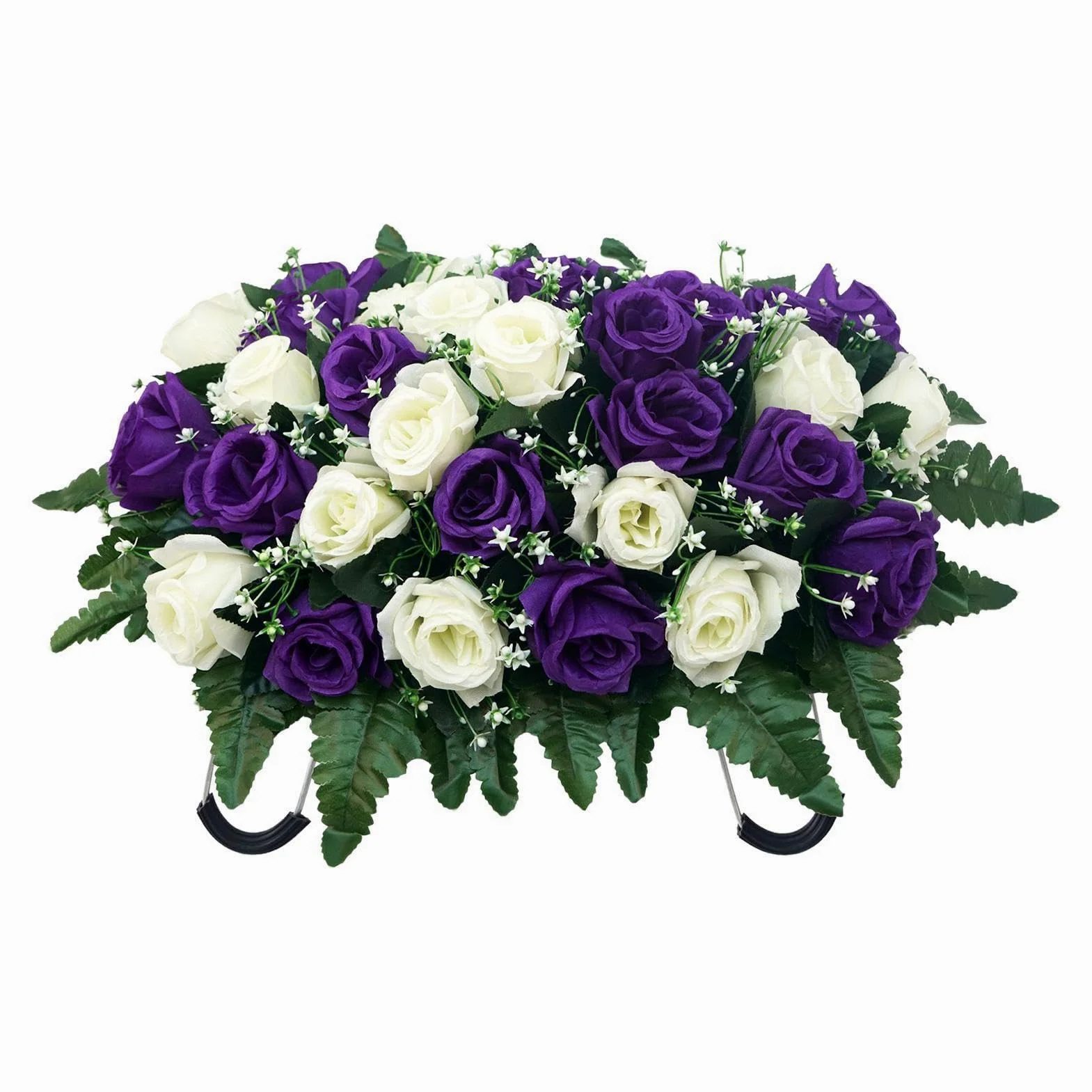 Coussin Funéraire pour Cimetière Fleurs Artificielles pour Extérieur, | Composition Florale pour Tombe Pour Fête des Mères, Fête des Pères,