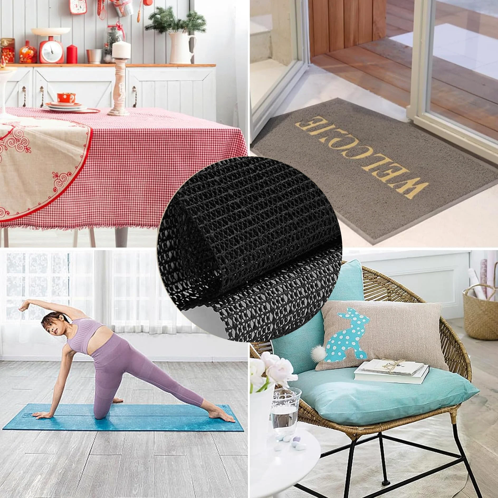 sous Tapis 180 x 220 cm Antidérapant Tapis Stopper Réutilisable Lavable Facile à Laver Peut Etre Coupé pour Matelas Canapé Chaises Coussin Voiture, Noir