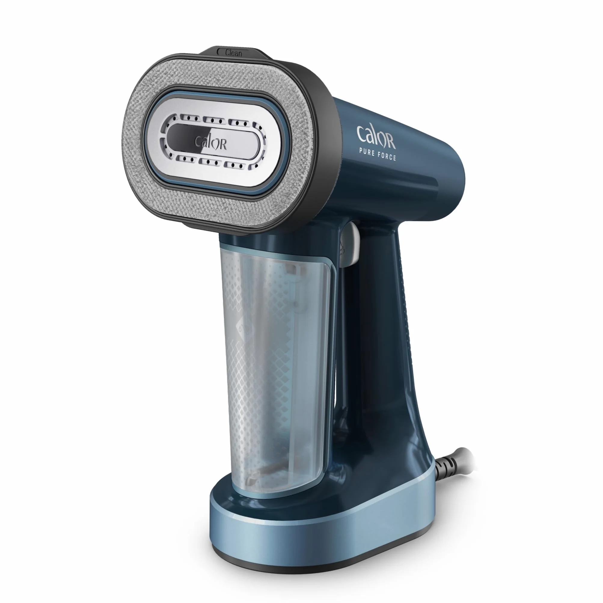 Calor Pure Force 3en1, Défroisseur à main et fer à repasser, Utilisation verticale/horizontale, Nettoie, 1800W, 35g/min, Prêt en 25s, DT8755C0, Bleu Métallisé