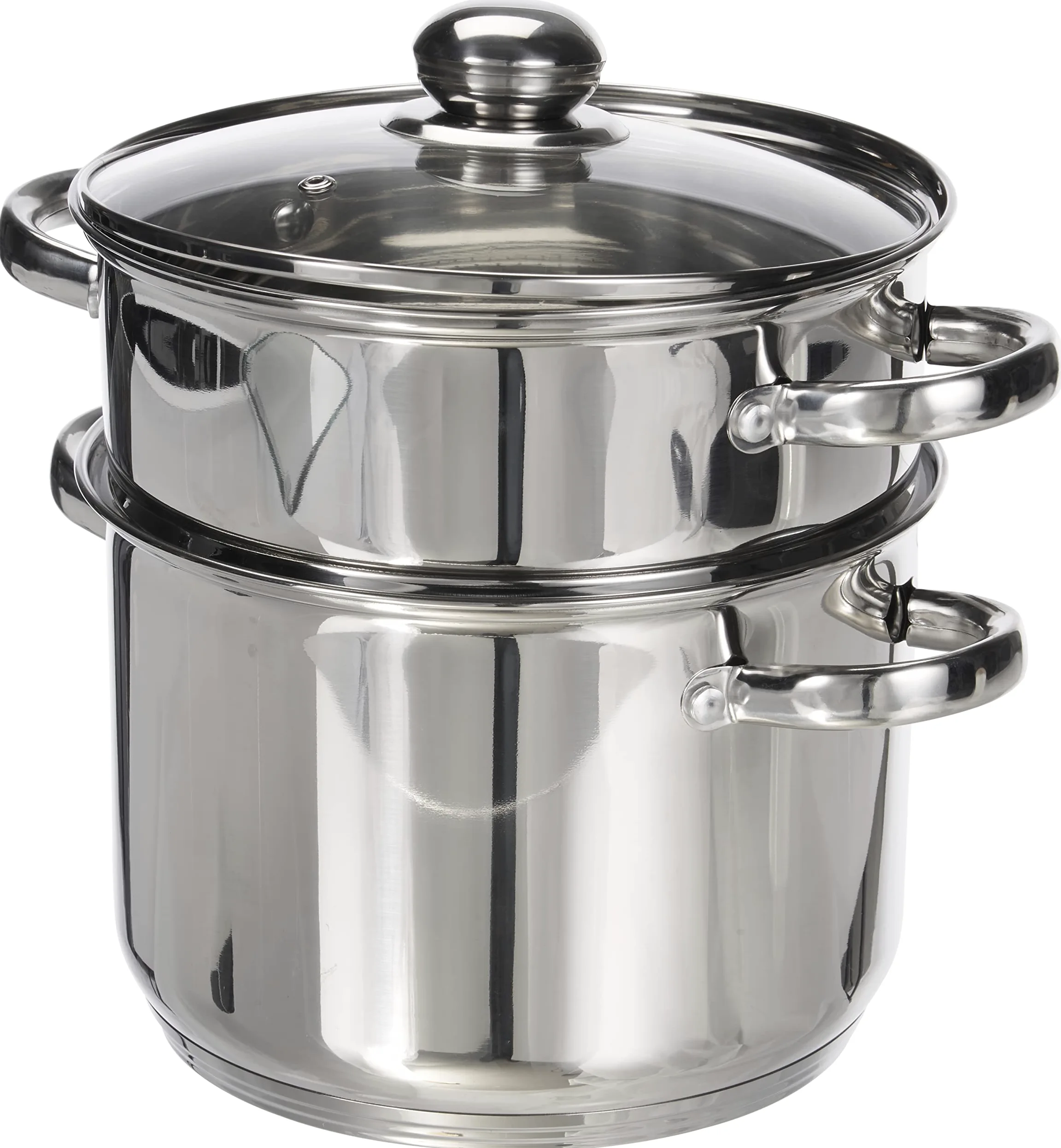 Kamberg - Couscoussier / Cuit Vapeur / Faitout 3 en 1 - Diamètre 22 cm - 6 Litres - Acier Inoxydable Haute Qualité - Couvercle en Verre - Tous Feux dont Induction - 0008070