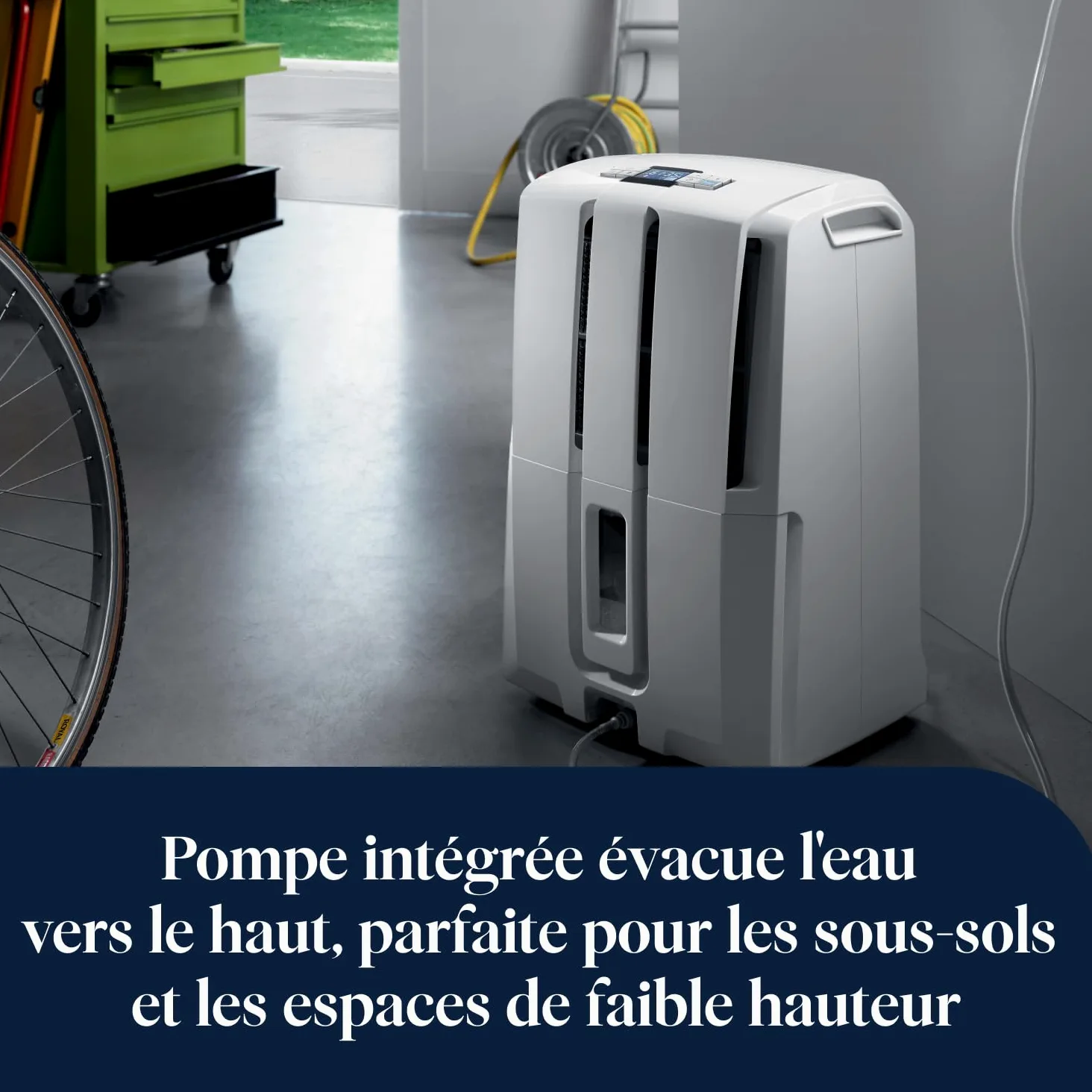 De’Longhi Tasciugo AriaDry - Déshumidificateur Portable pour la Maison, Élimination Humidité 30L/24h, Séchage, Anti-Moisissure, Pompe drainage 5m, Silencieux, Ecran LCD, Minuteur, Blanc (DD230P)