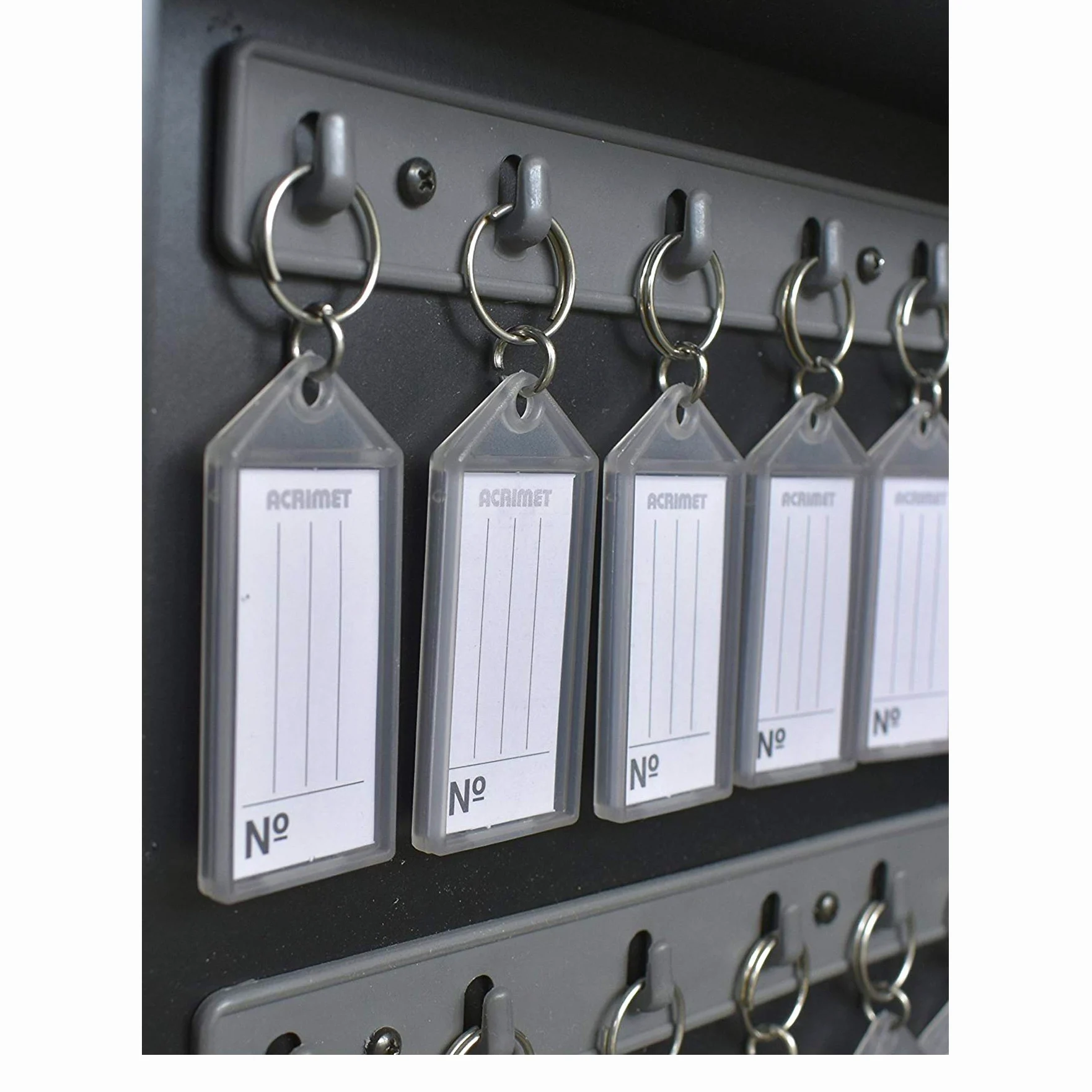 Acrimet Organisateur Armoire à Clés Mural en MDF pour 128 Clés avec Serrure (128 Porte-clés Gris fumée et 128 étiquettes) (Armoire Noir)