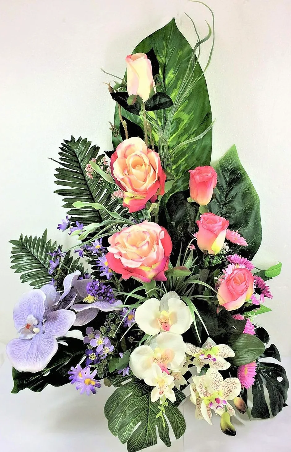 LBA Centre de Fleurs artificielles pour cimetière. Également pour Les églises. Spécial Jour de Tous Les Saints. Dimensions : 65 x 50 x 35 cm.