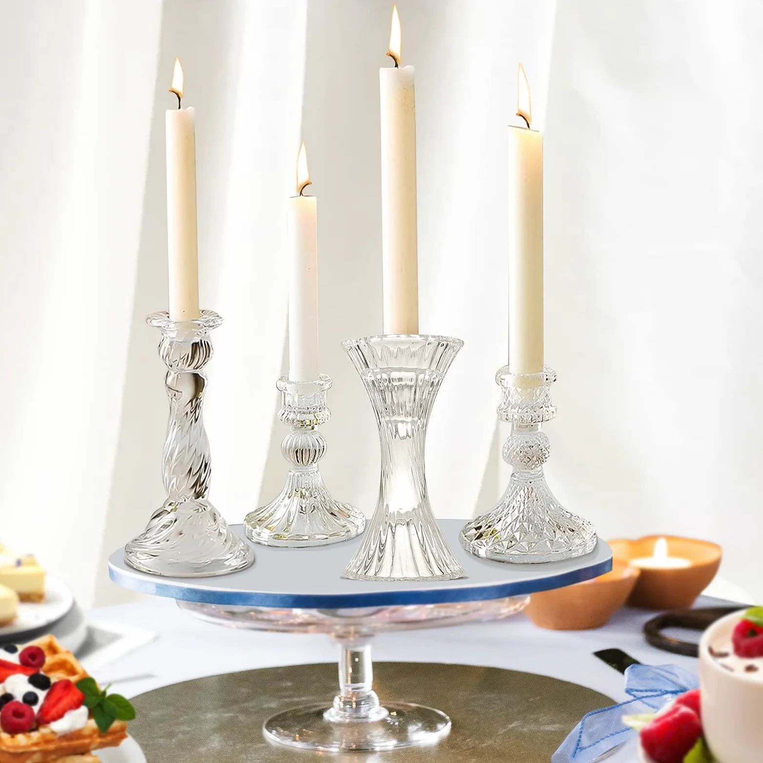 Lot de 8 bougeoirs en verre transparent pour tous les événements formels, dîners aux chandelles, mariages, dîners, fêtes, décoration de la maison