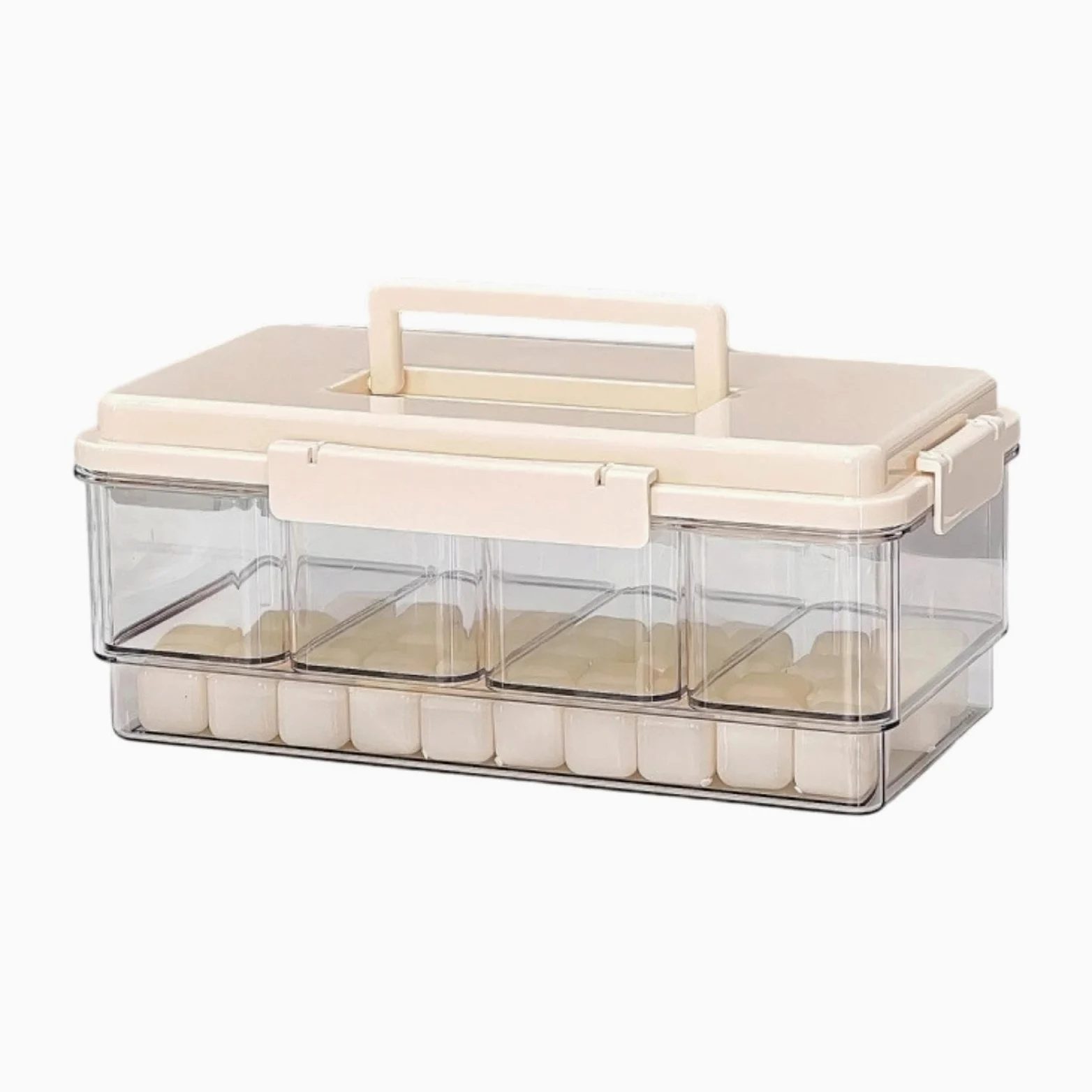 Plateau à Compartimenté, Organisateur Rage, Plateau de Service Portable à 4 Compartiments, Accessoire Idéal pour Les Réunions de Famille en Voy, Beige Blanc