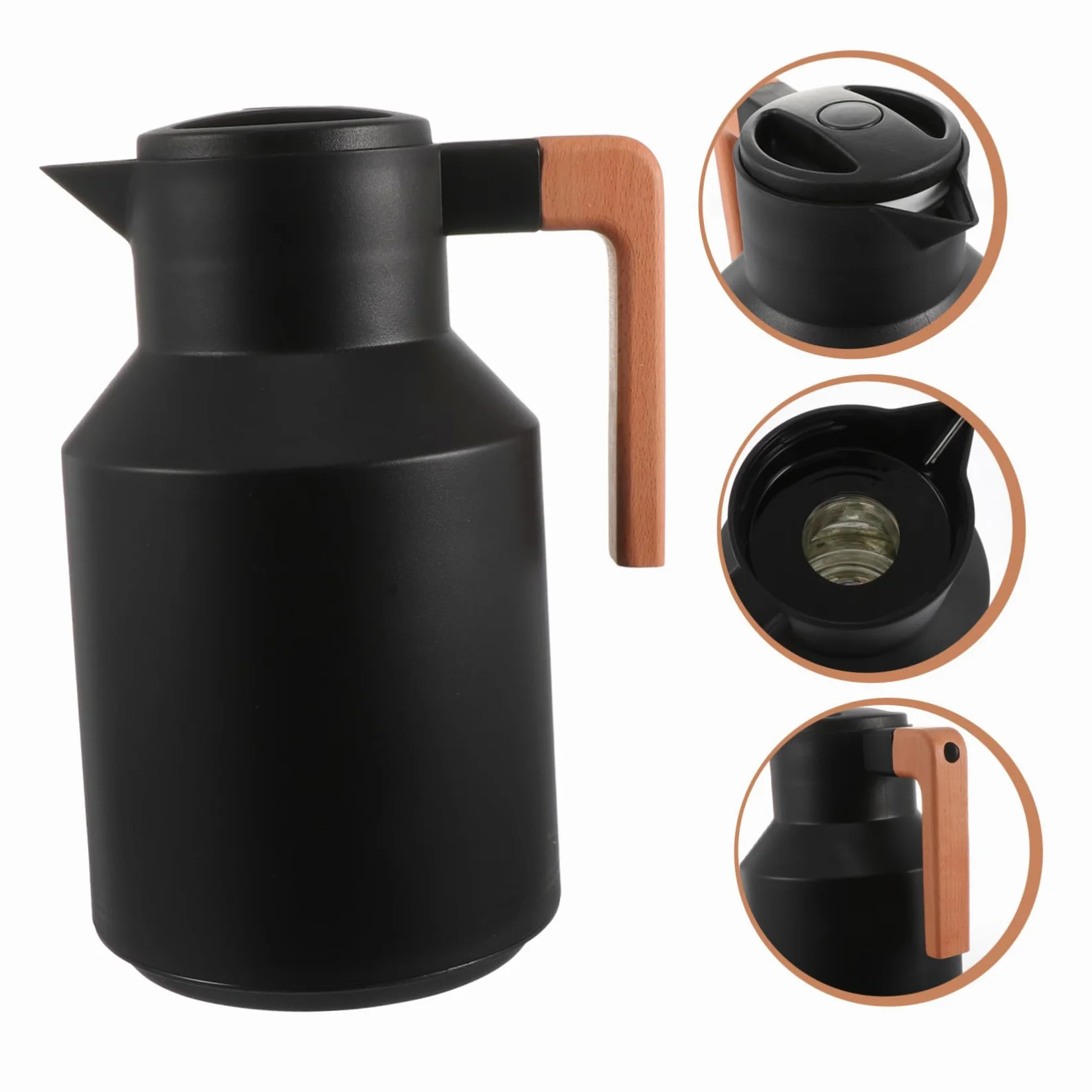 Bouilloire Thermique Domestique Bouteille à Double Paroi Chauffante Portable 1l Noir