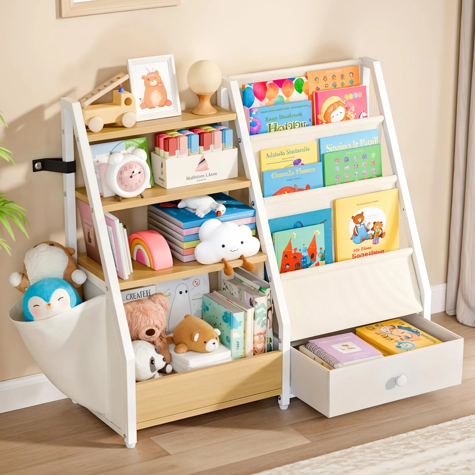 HAVLOTII Bibliothèque Enfant, Étagère Livres et Rangement Jouets