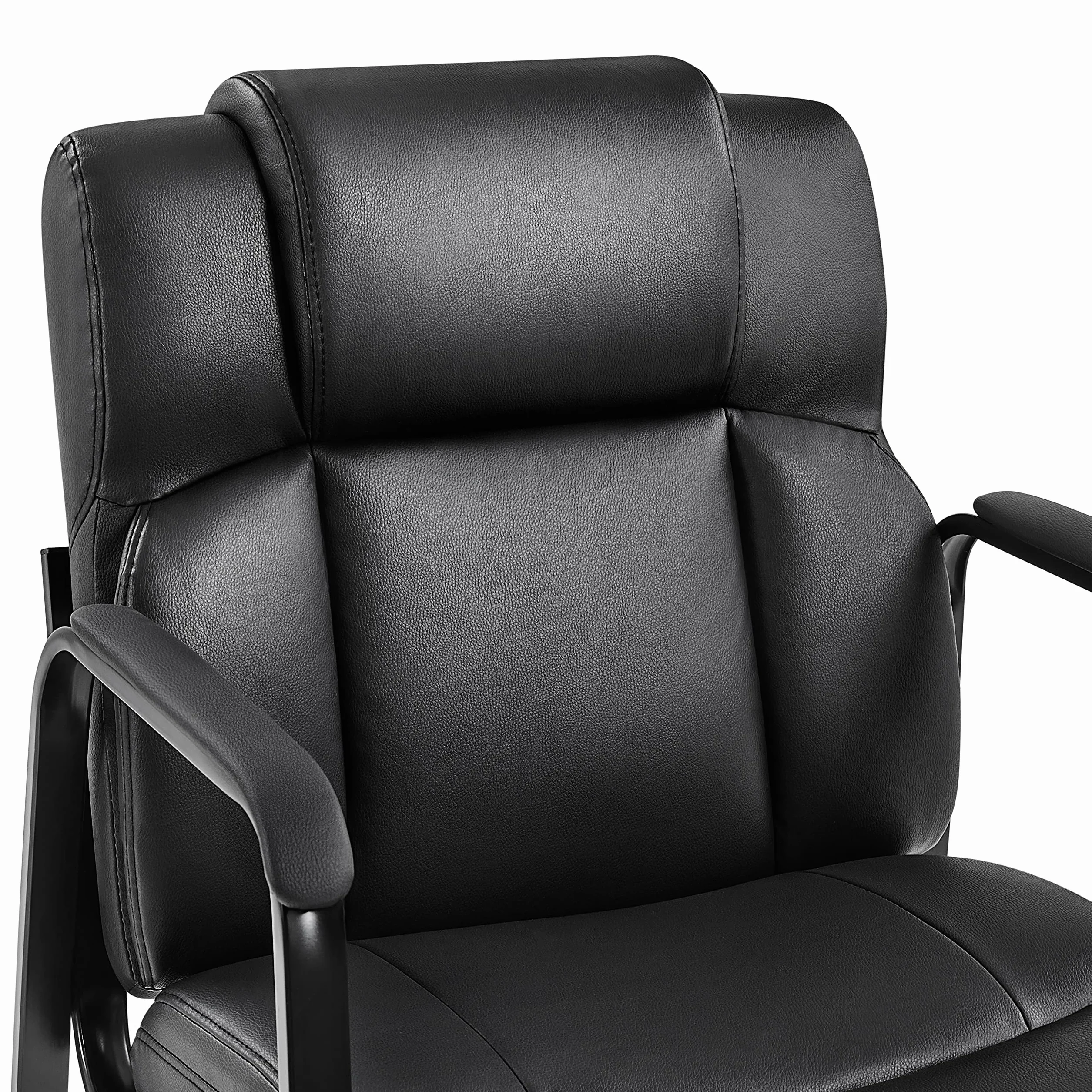 Yaheetech 2 chaises de Bureau invités de Luxe sans Roues pour réunions de conférence et Salle d'attente visiteurs ergonomiques en Similicuir, portée 136 kg Noir