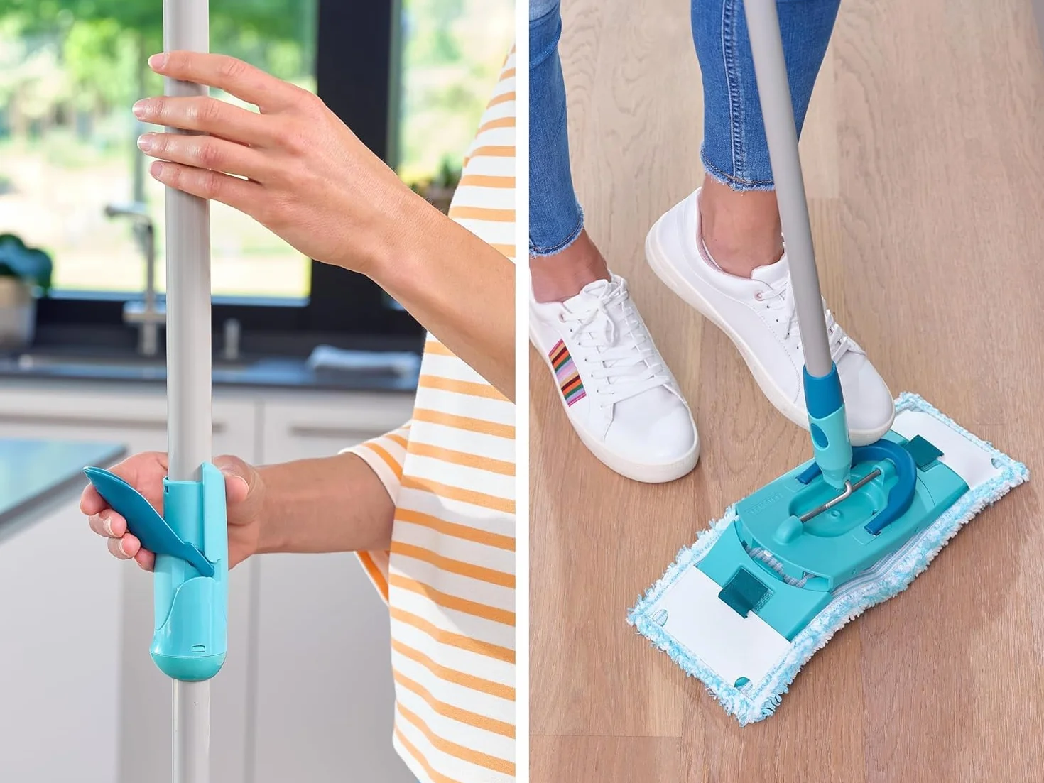 Leifheit Set Clean Twist M Ergo, Lave-Sol avec Molleton Ultra Doux, Seau essoreur et Balai à Plat essorage Facile, Balai serpillère Microfibre, kit de Lavage pour sols délicats, Chariot à roulettes