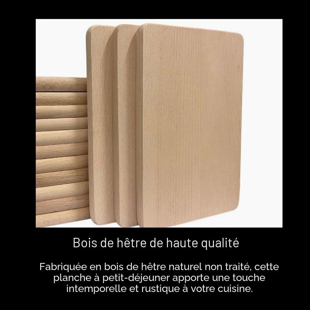 Lot de 70 planches petit déjeuner bois hêtre – Planche cuisine rectangulaire 23x15 cm – Planche à graver bois naturel non traité