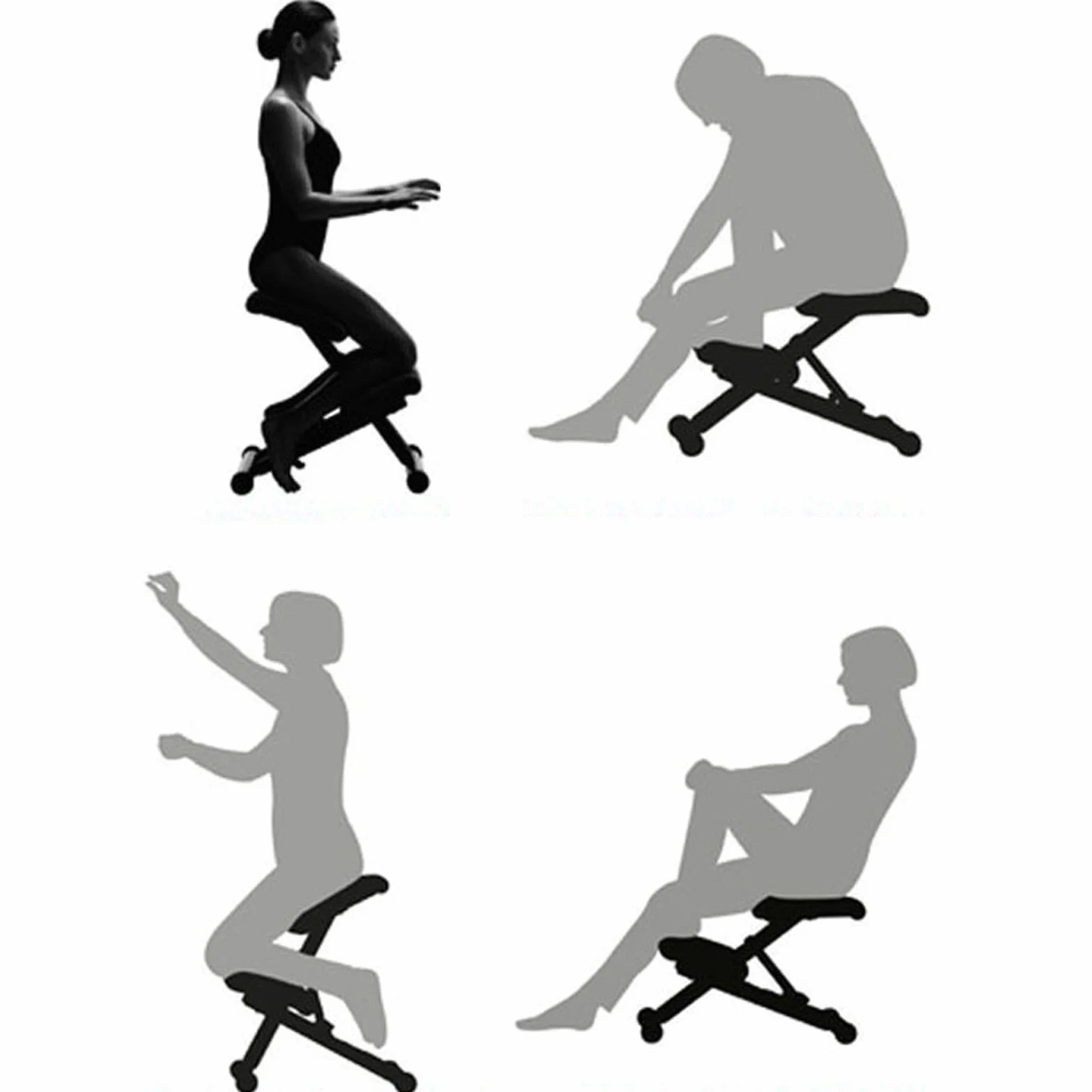 Tabouret ergonomique pour genoux, tabouret de bureau, améliorez votre posture avec une position assise inclinée, coussin épais et confortable, hauteur réglable, enroulable, pour la maison et le bureau