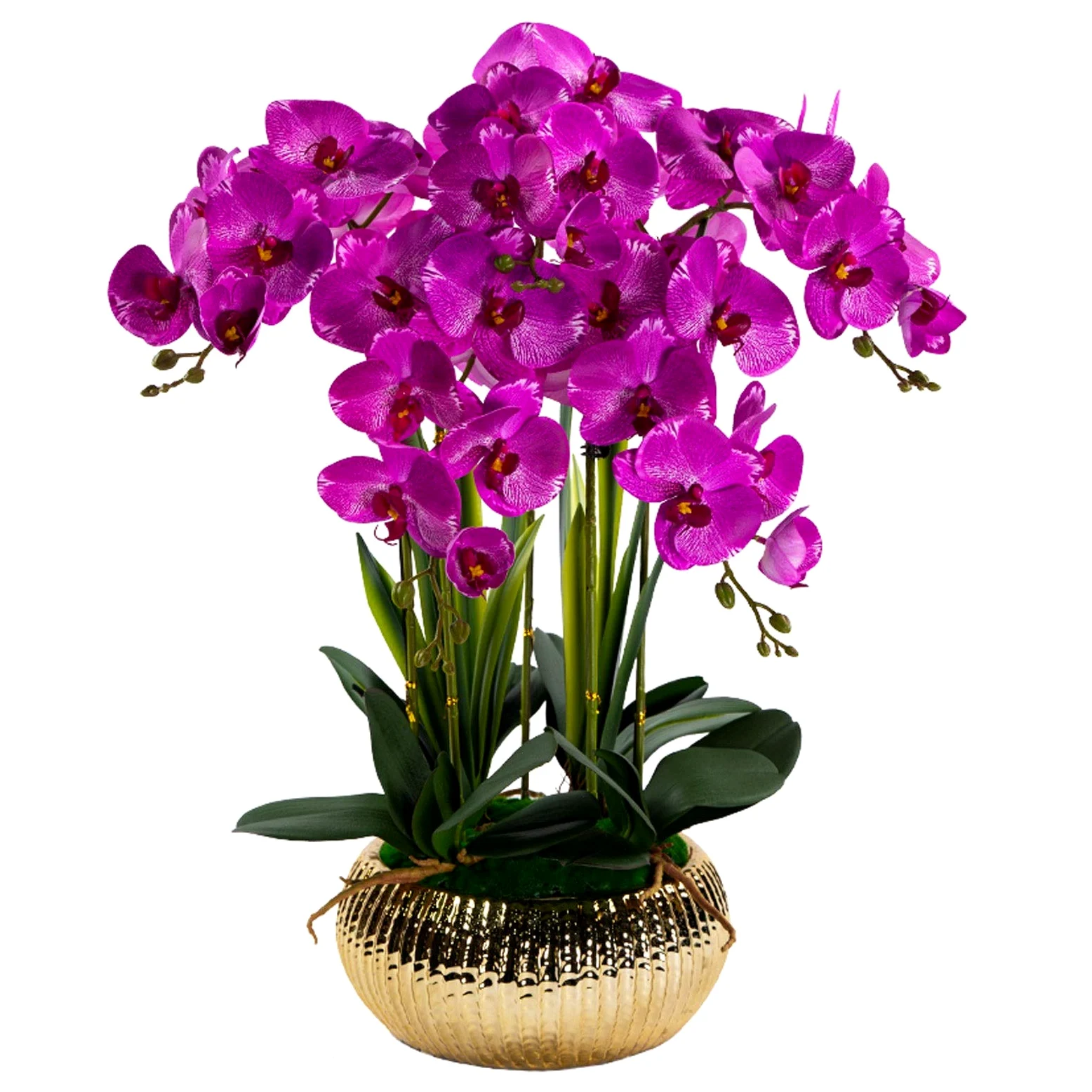 Orchidée artificielle Phalaenopsis en soie, arrangement floral, fleurs d'orchidée artificielles avec vase en céramique, décoration de table de mariage, de salle à manger, pour la maison et le bur