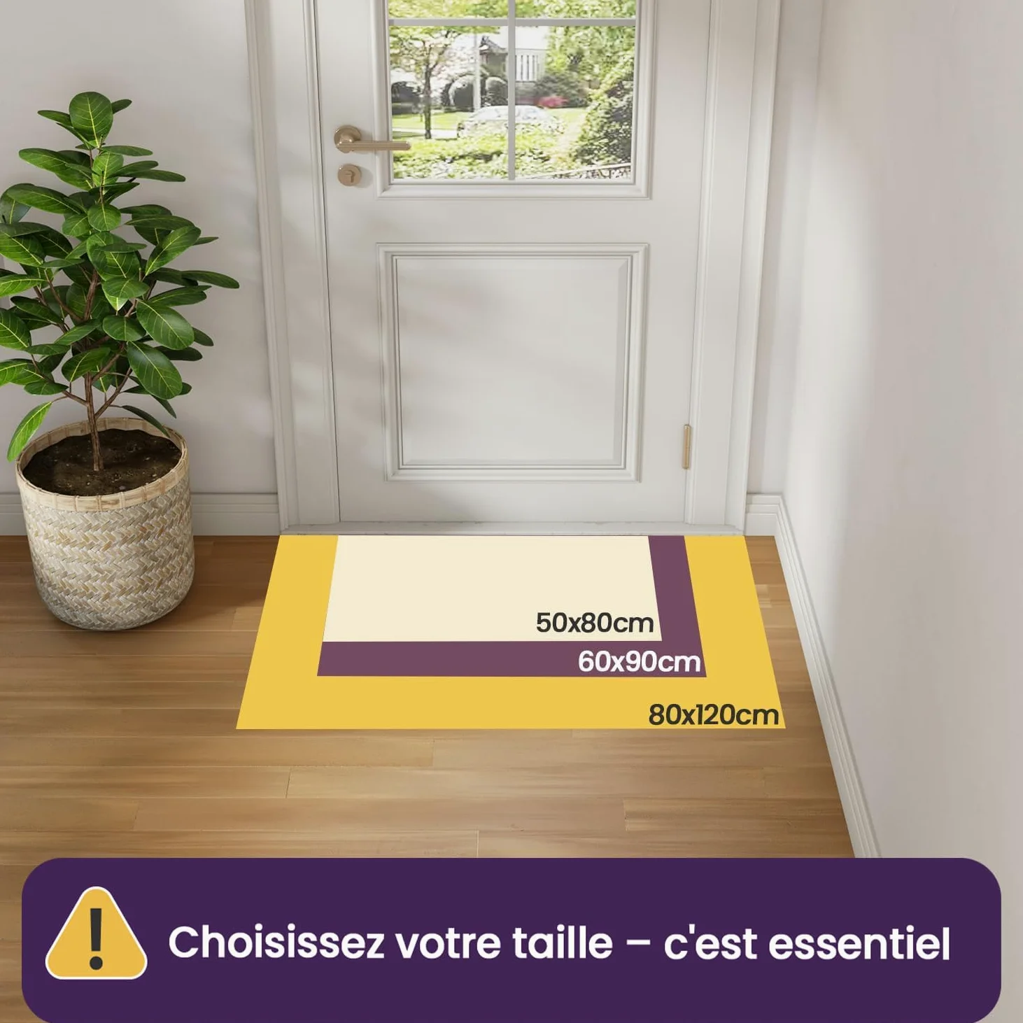 DEXI Paillasson Interieur Entree 60 x 90 cm, Tapis d'Entrée Antidérapant Lavable en Machine, Tapis de Sol avec Microfibres Douces Absorbantes pour Entrée, Couloir, Chien, Noir-Gris