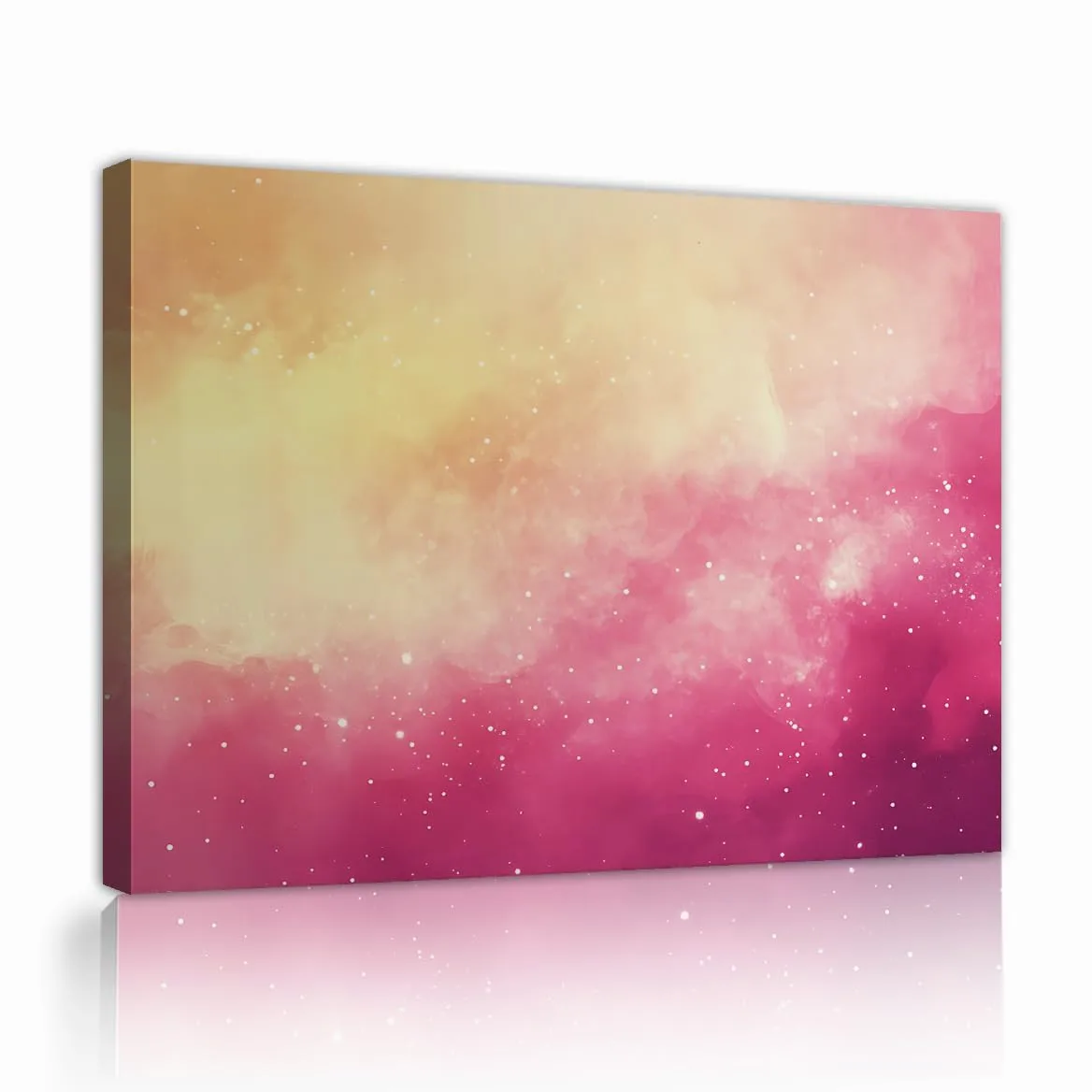 Via Vela Art mural abstrait galaxien en toile Décorations en dégradé rose et jaune chaud Affiches de rêve Ciel étoilé Peinture murale pour la décoration de la chambre 60x80cm